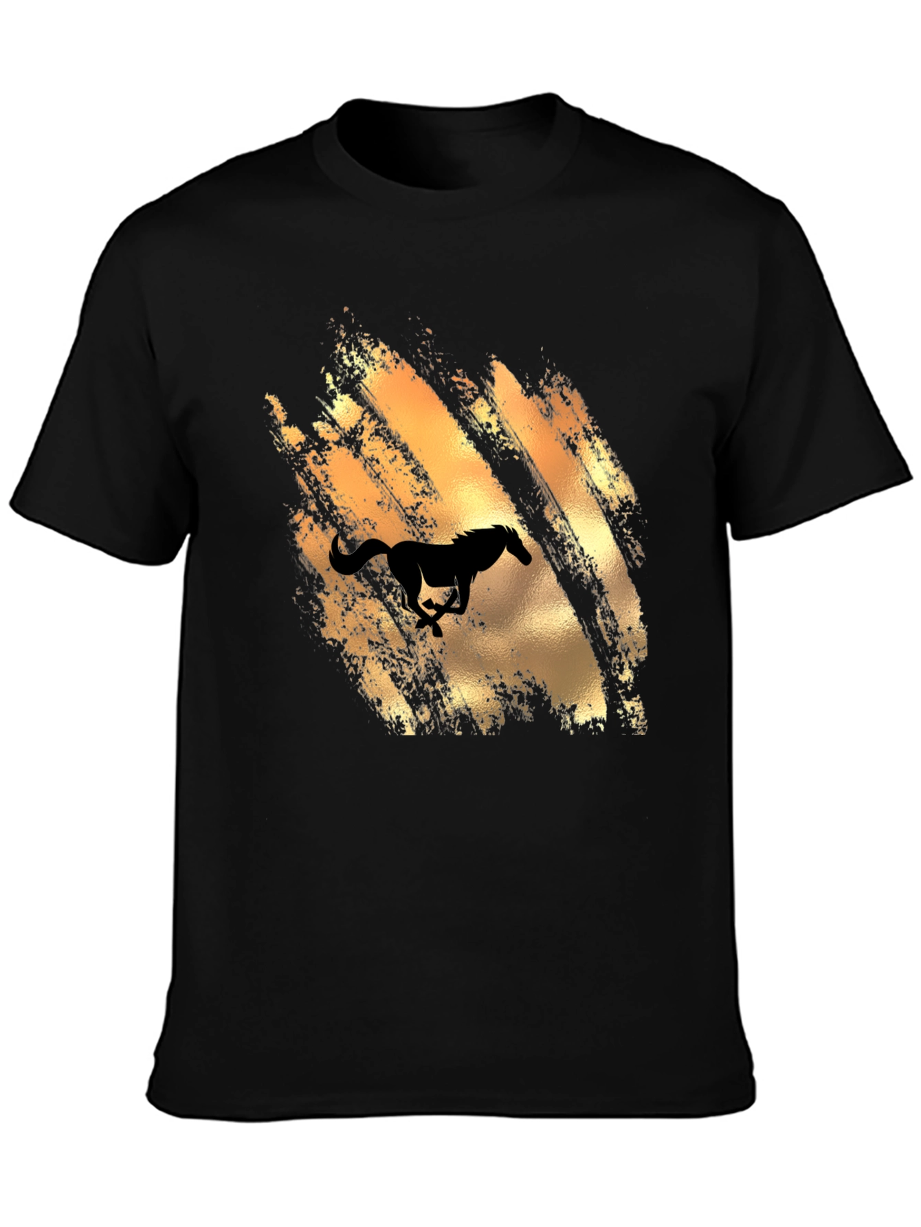 Mens Black T-Shirt with Horse Graphic