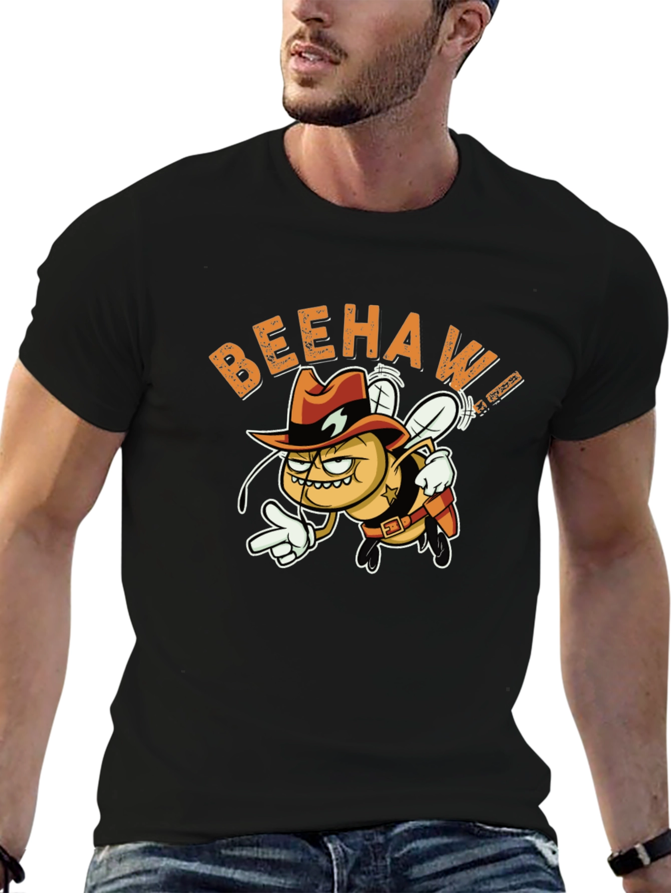 Beehaw Cowboy Graphic Black T-Shirt