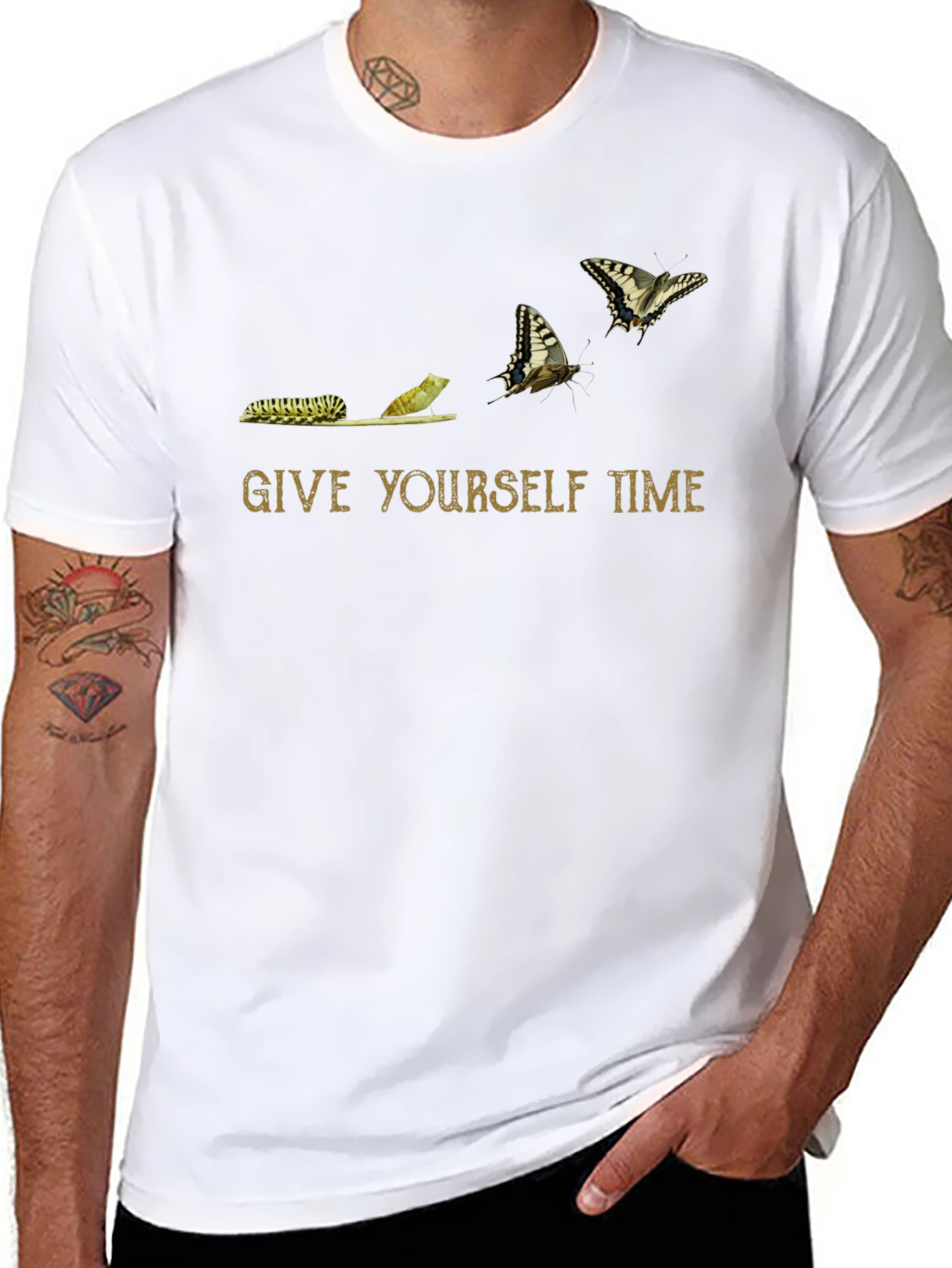 Give Yourself Time Butterfly Black T-Shirt