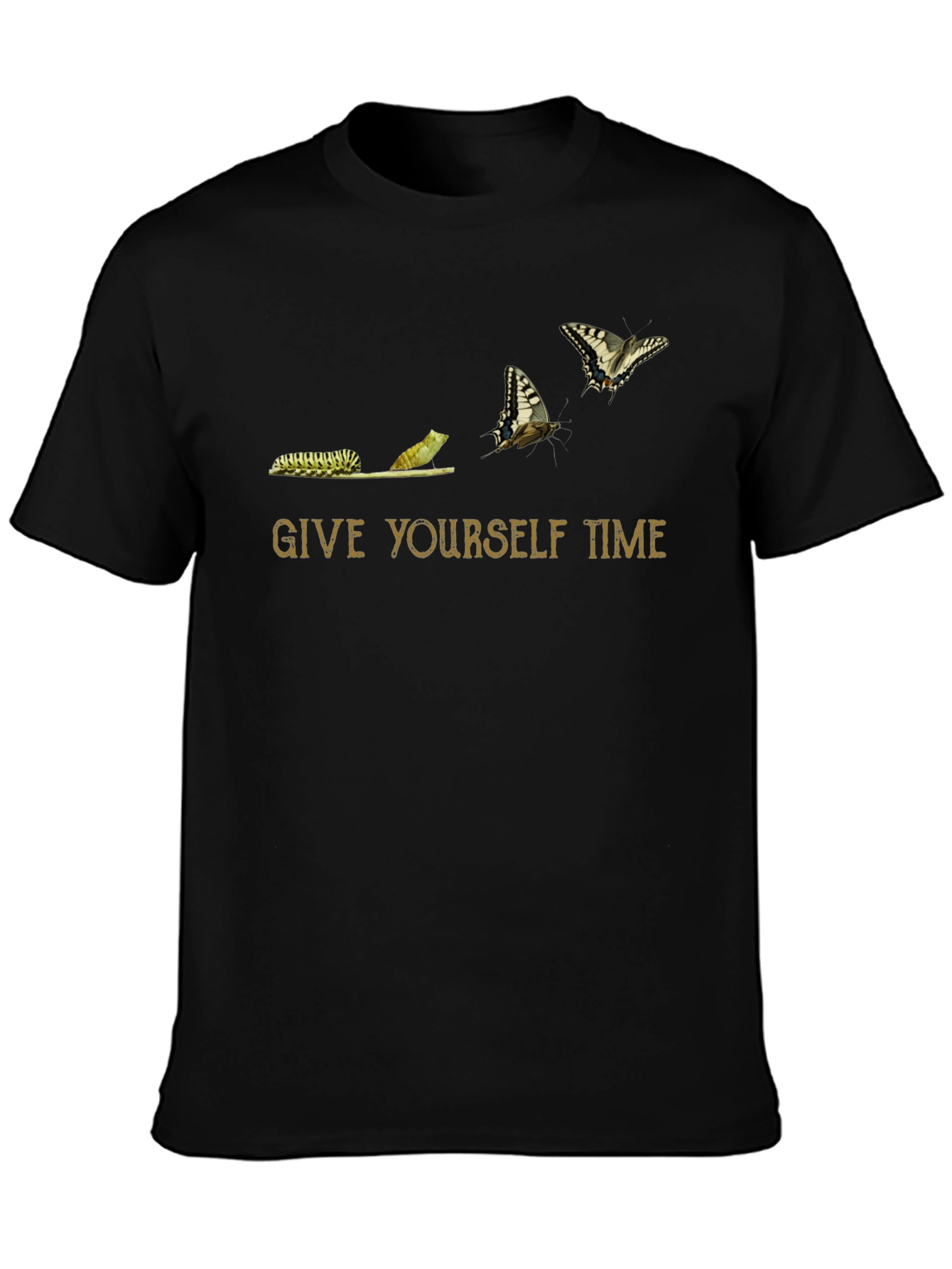 Give Yourself Time Butterfly Black T-Shirt