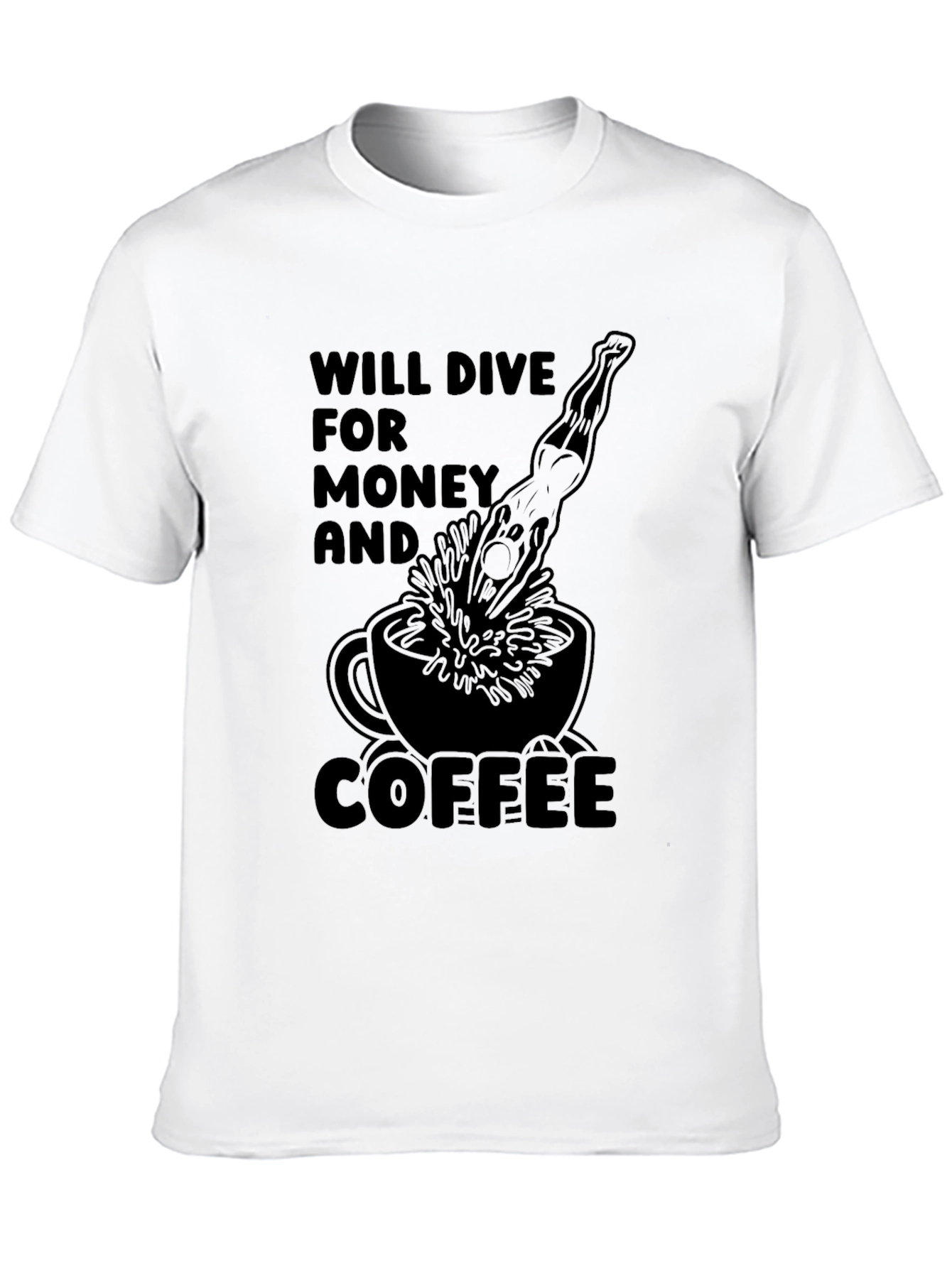 Diver for Money & Coffee Black T-Shirt