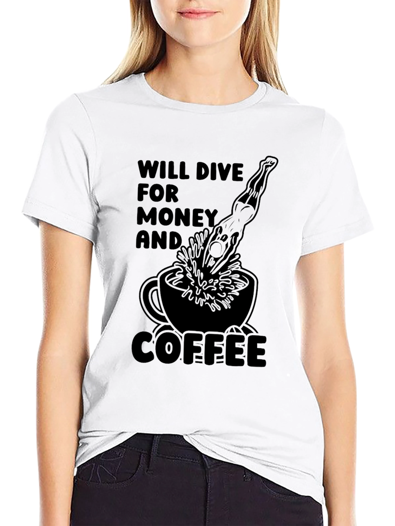Diver for Money & Coffee Black T-Shirt