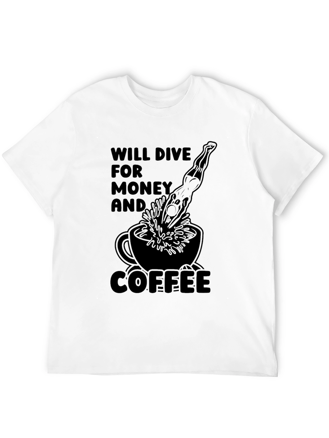 Diver for Money & Coffee Black T-Shirt