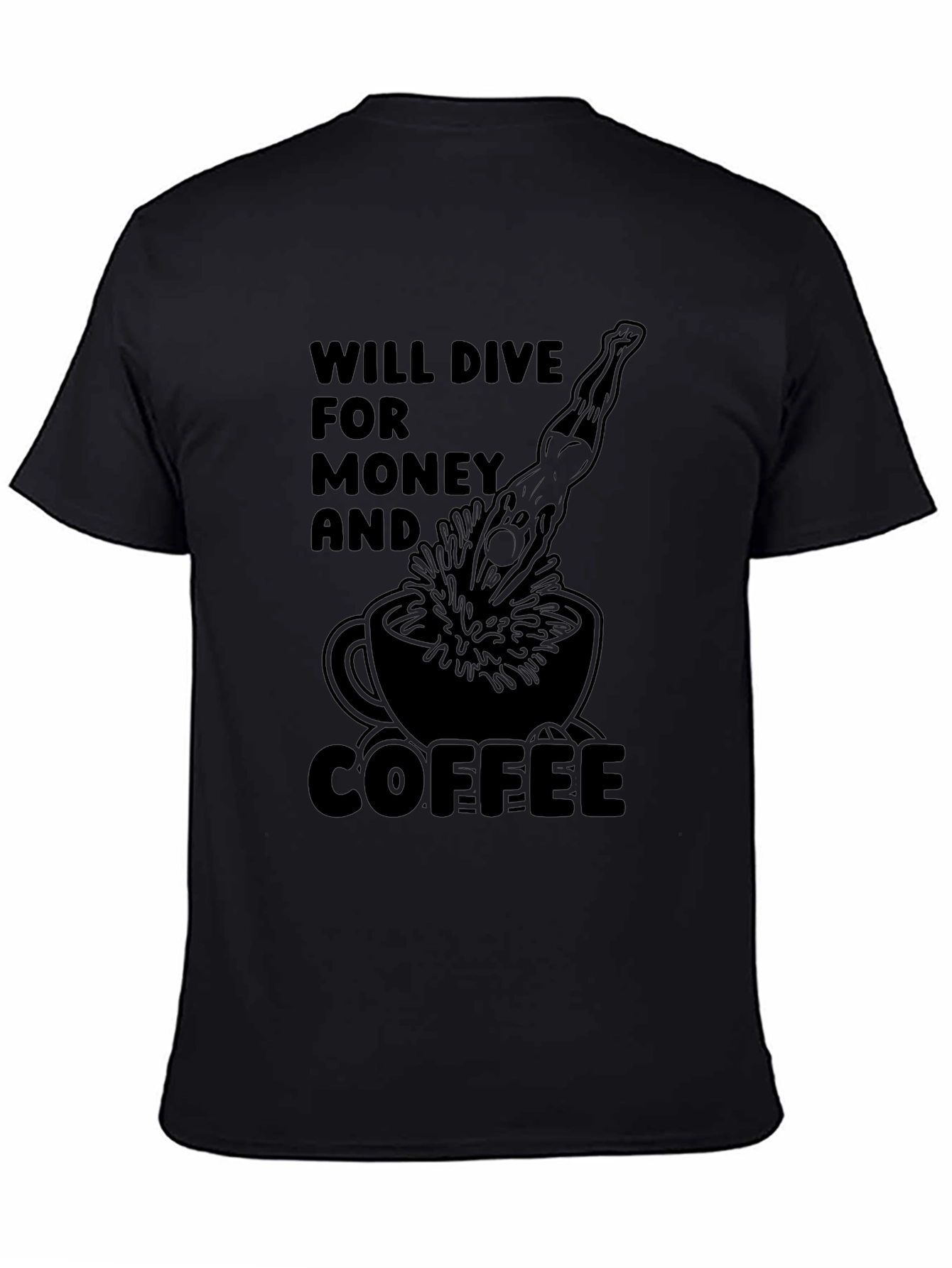Diver for Money & Coffee Black T-Shirt