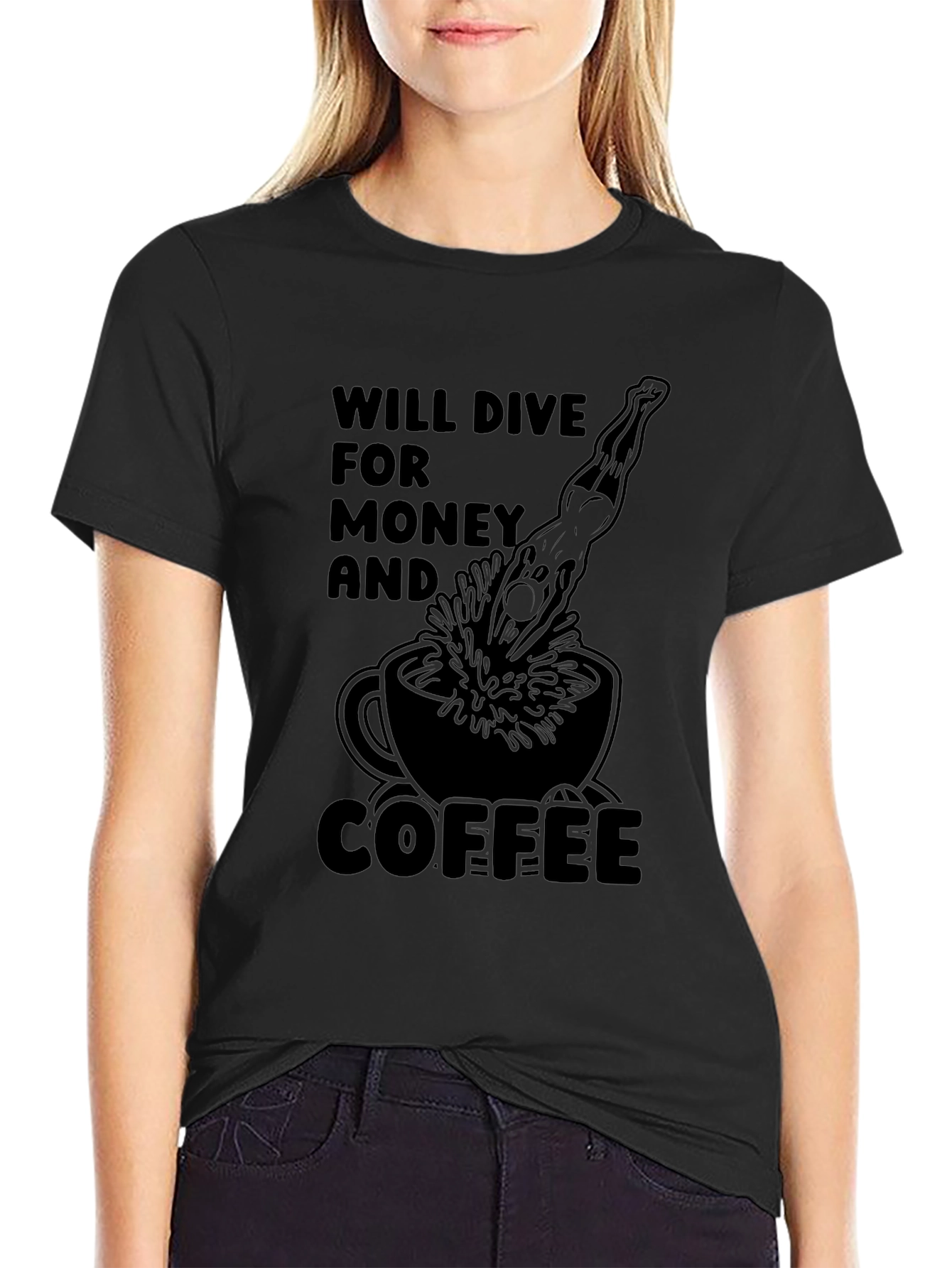 Diver for Money & Coffee Black T-Shirt