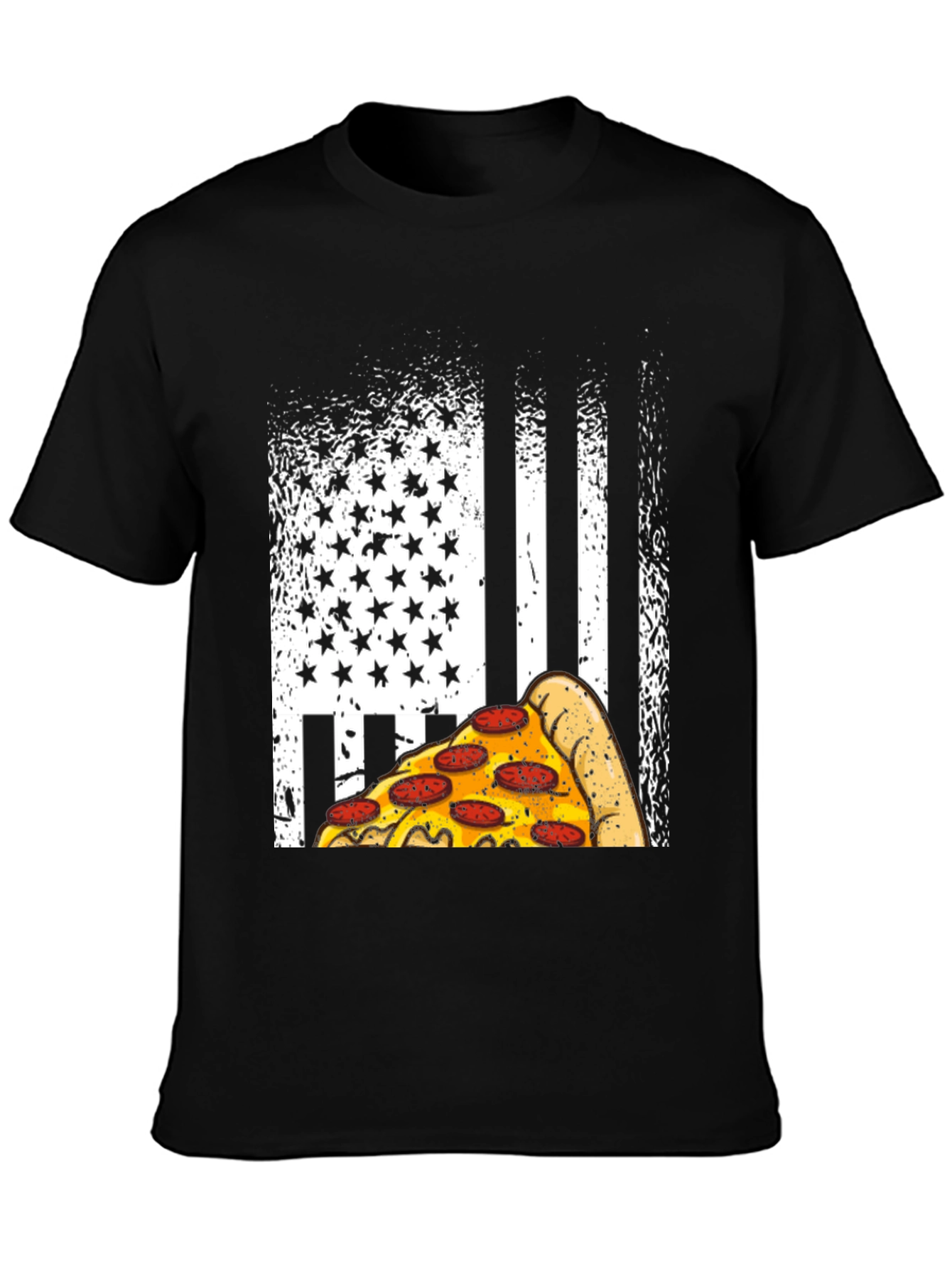 Pizza American Flag Graphic T-Shirt