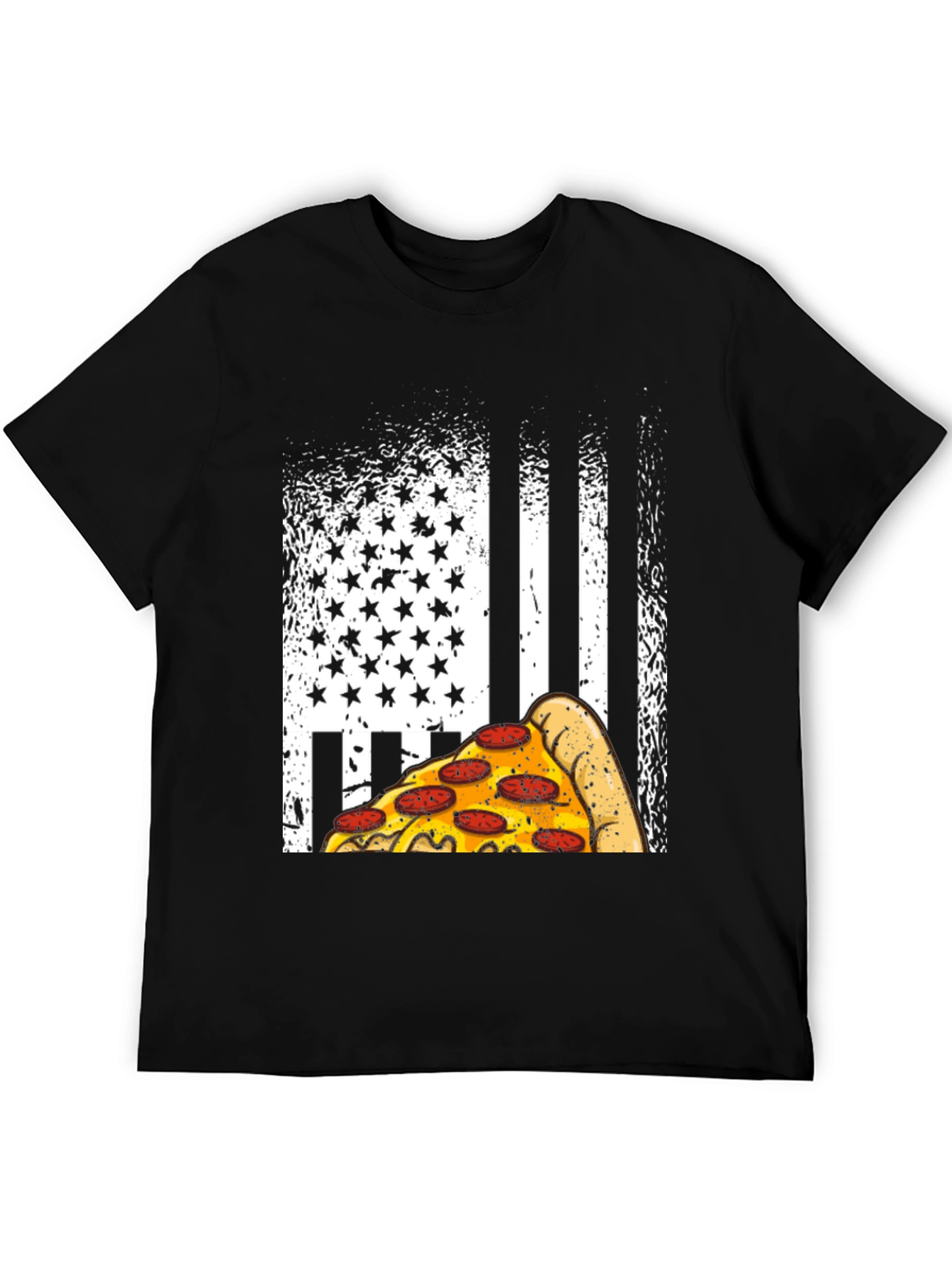 Pizza American Flag Graphic T-Shirt