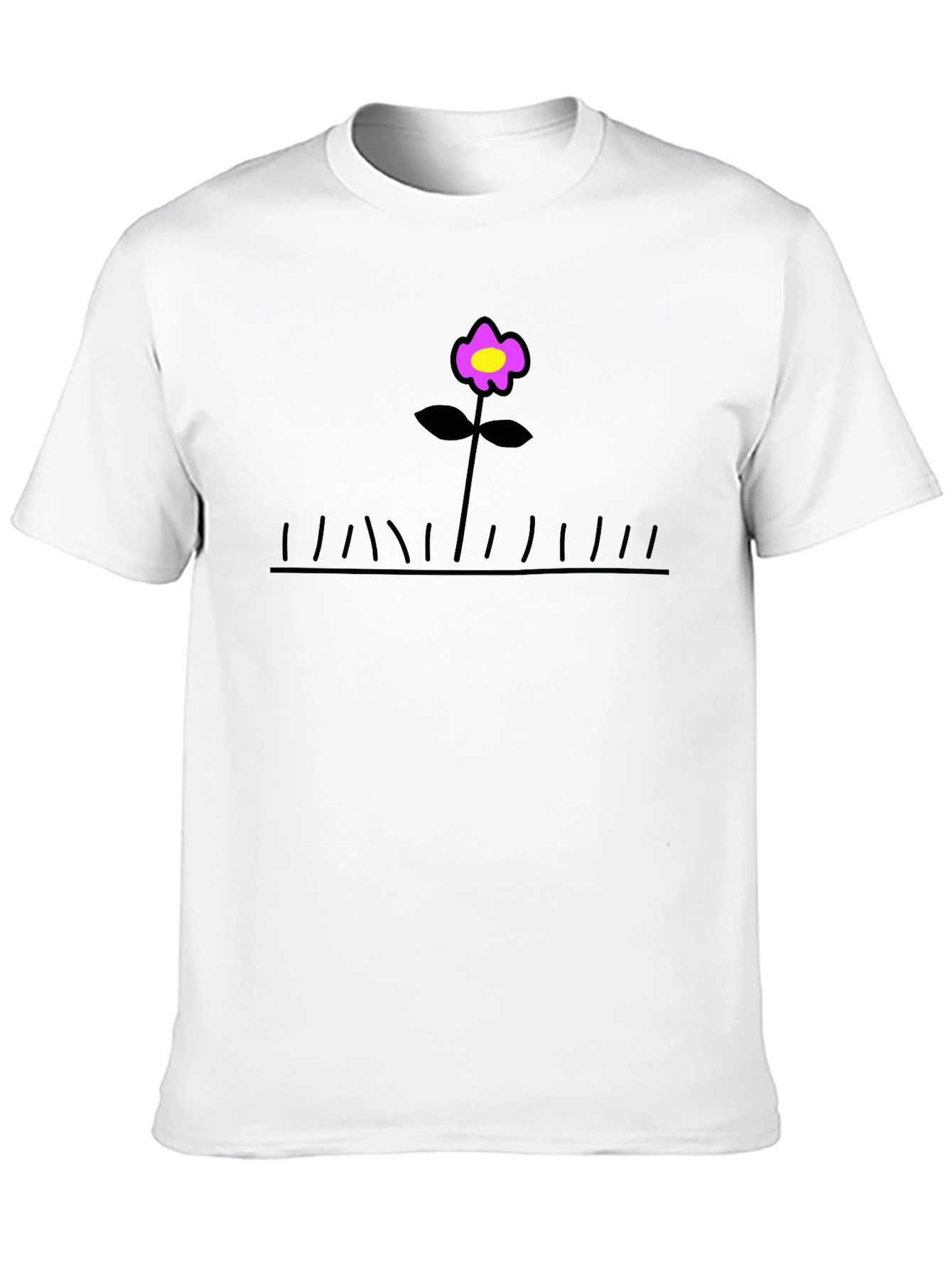 Black T-Shirt with Flower Graphic