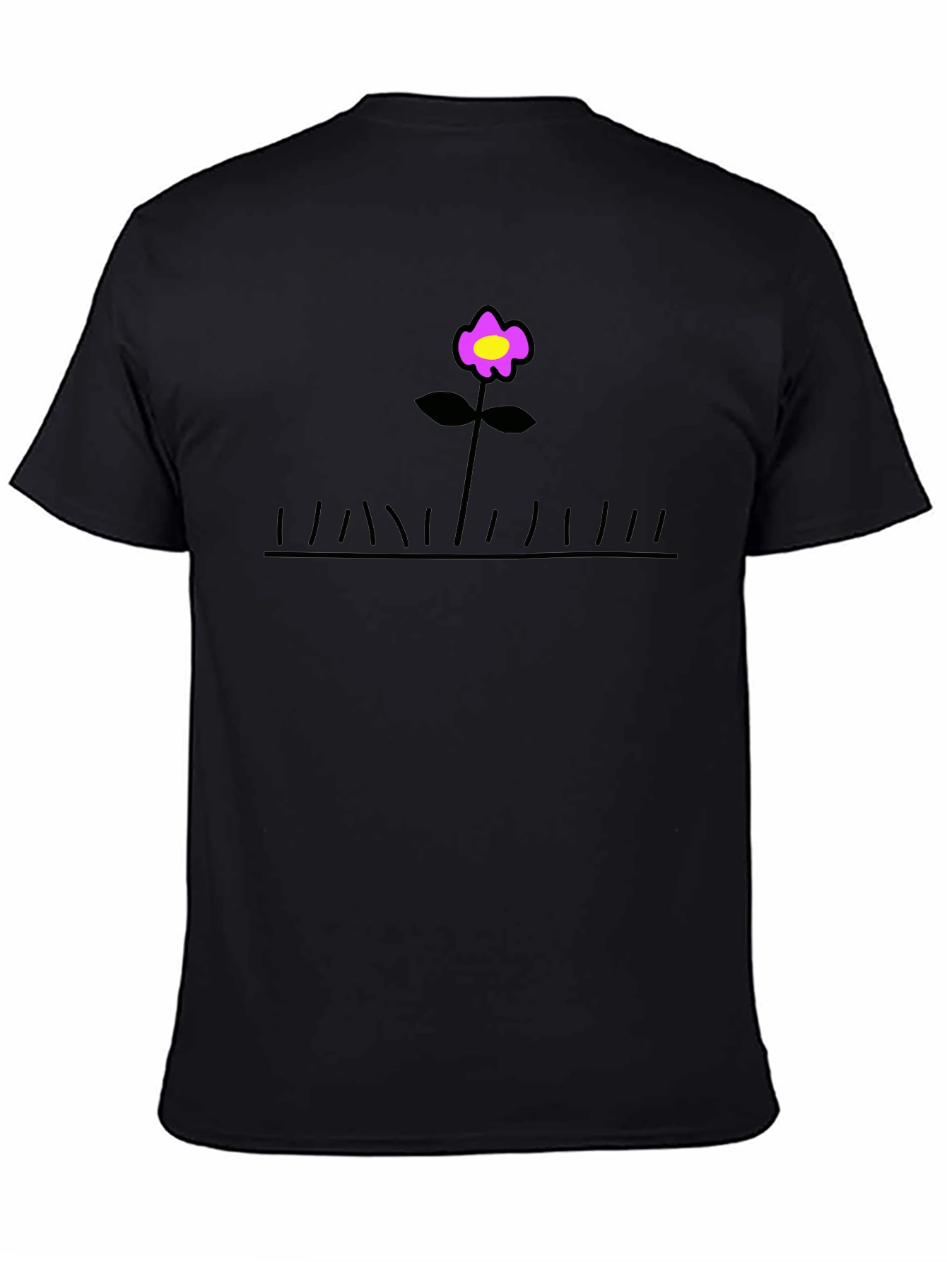 Black T-Shirt with Flower Graphic