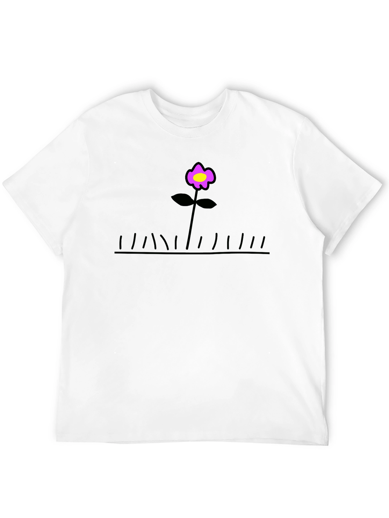 Black T-Shirt with Flower Graphic