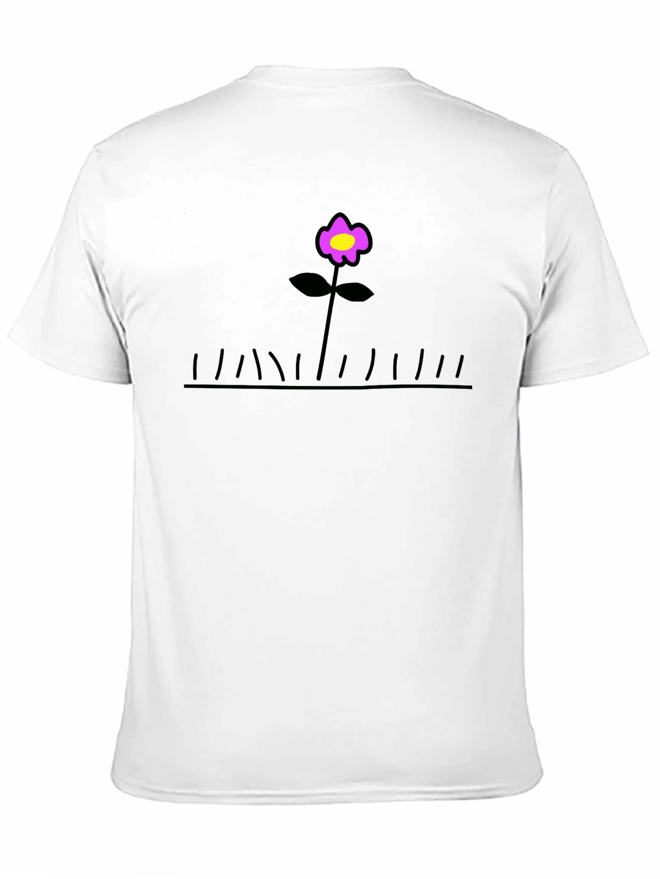 Black T-Shirt with Flower Graphic