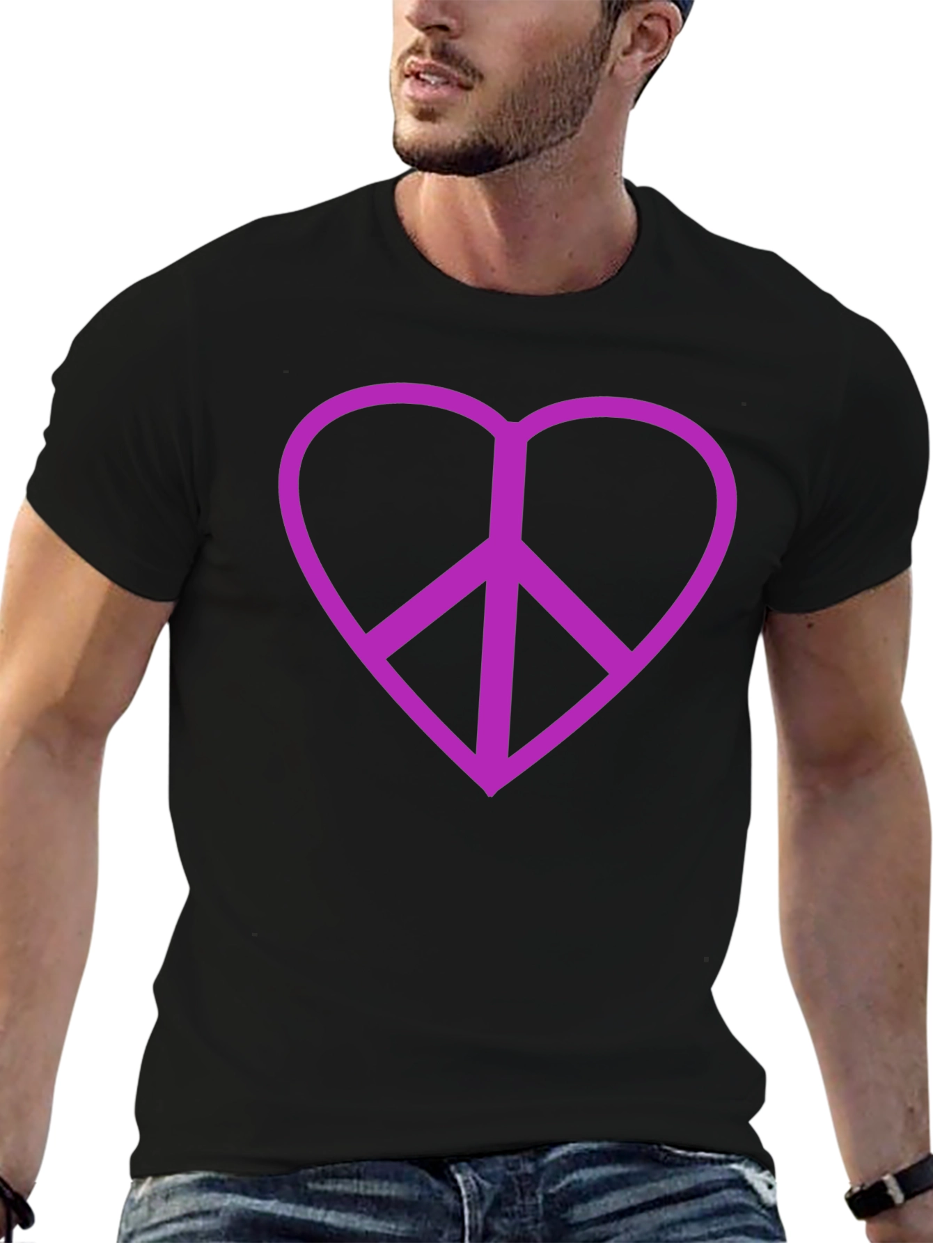 Peace Heart T-Shirt - Black Cotton Blend