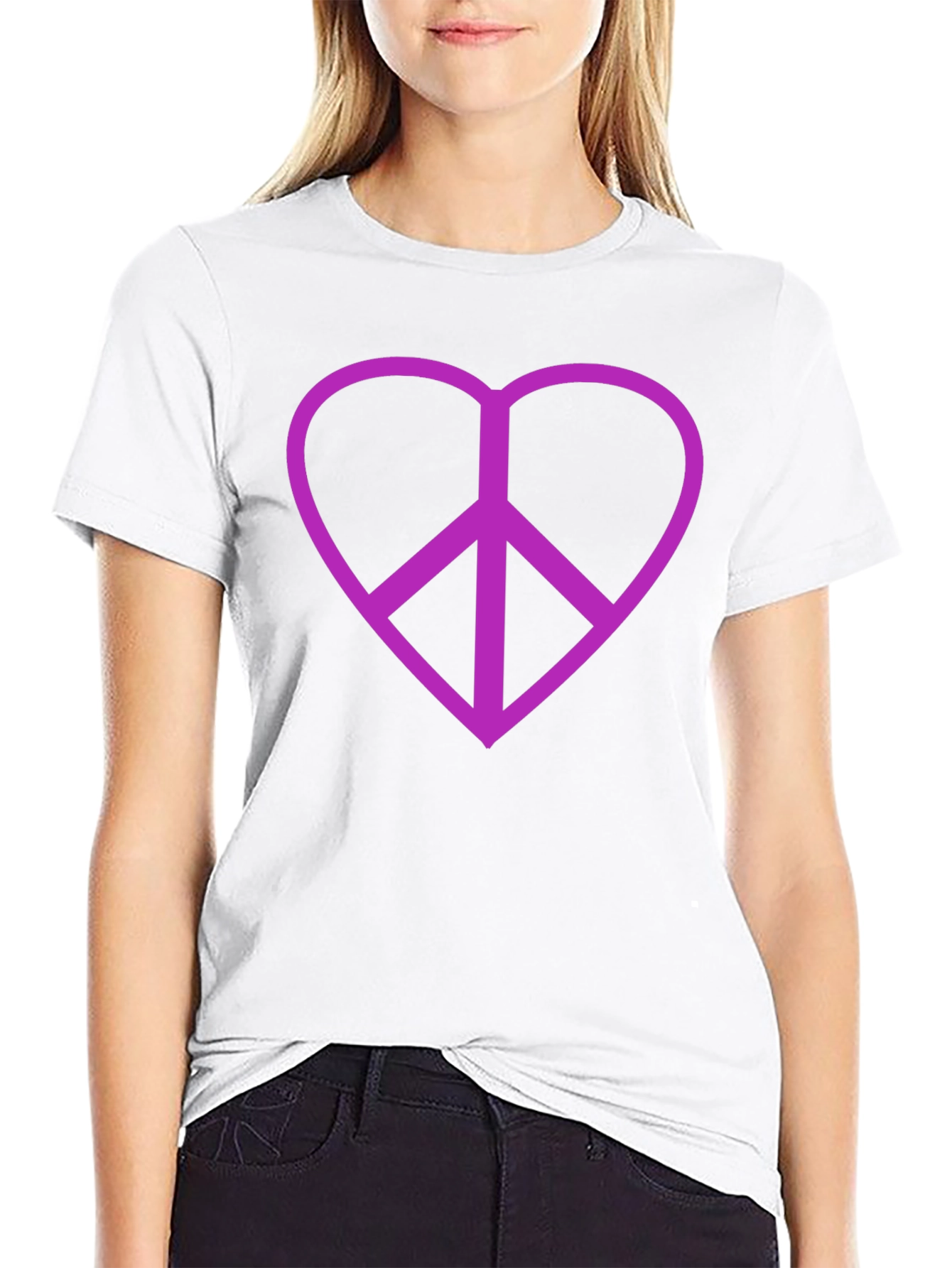 Peace Heart T-Shirt - Black Cotton Blend