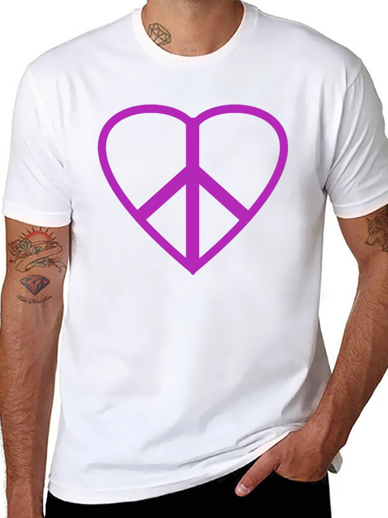 Peace Heart T-Shirt - Black Cotton Blend