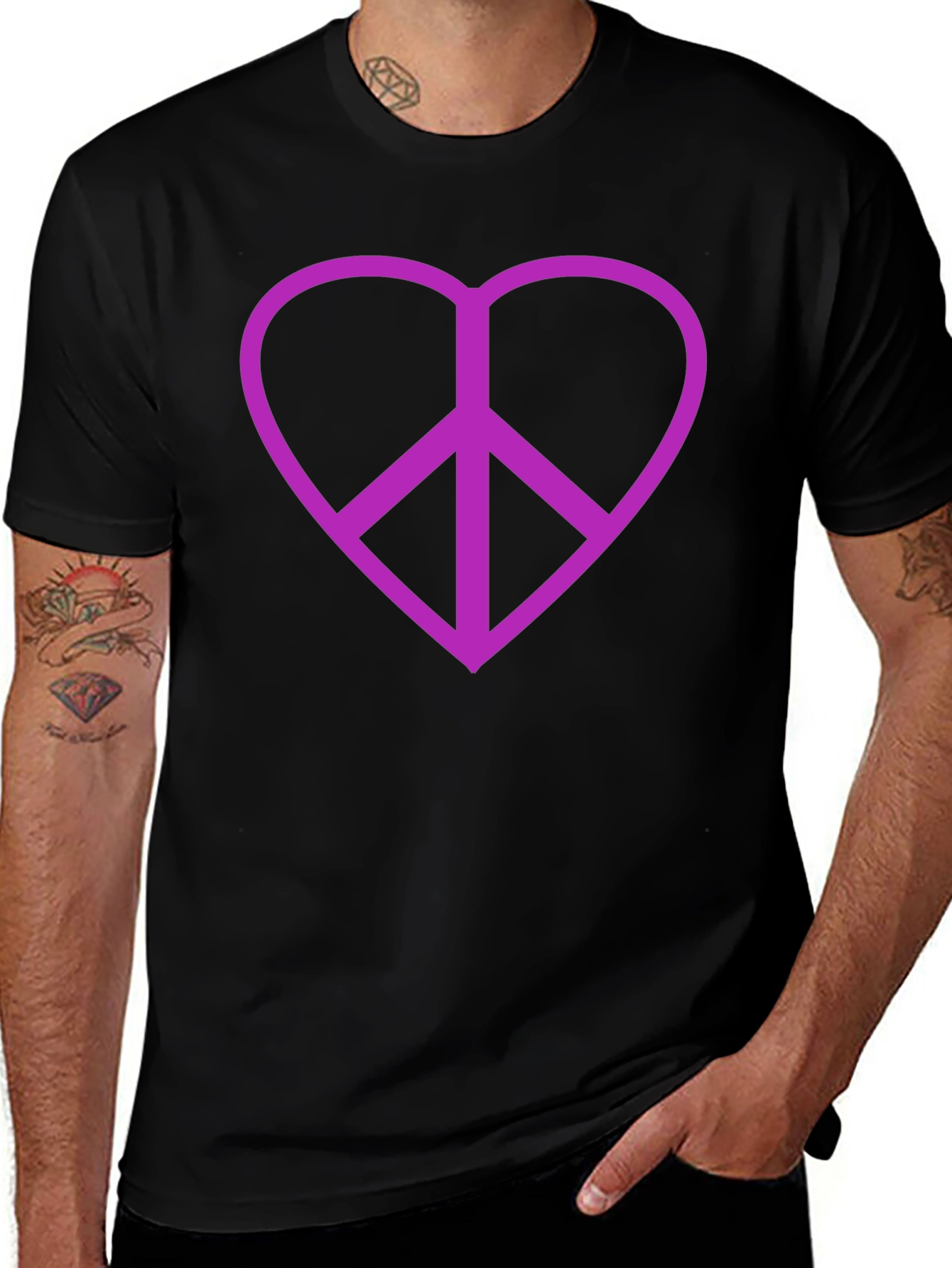 Peace Heart T-Shirt - Black Cotton Blend