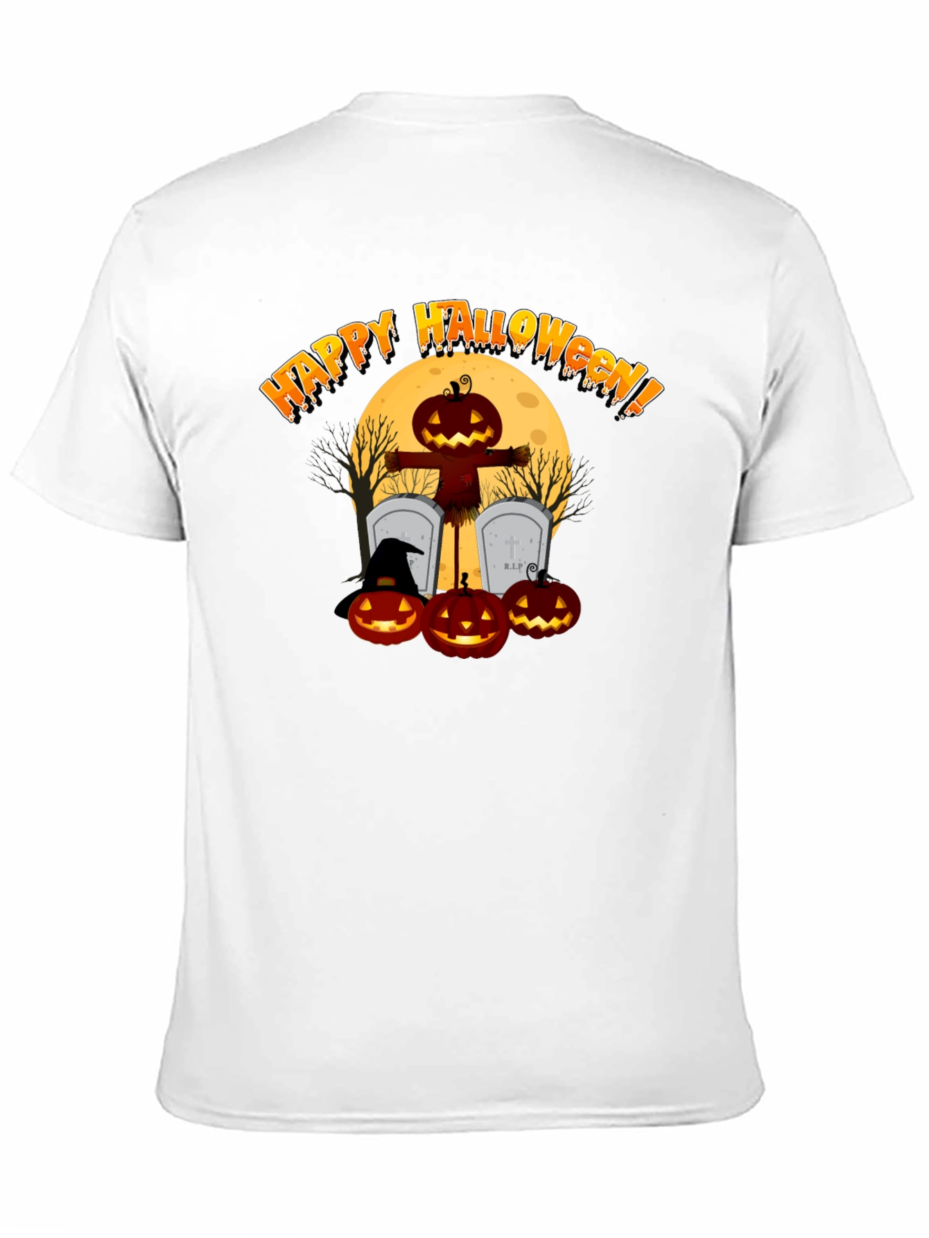 Happy Halloween Pumpkin Scarecrow Black T-Shirt