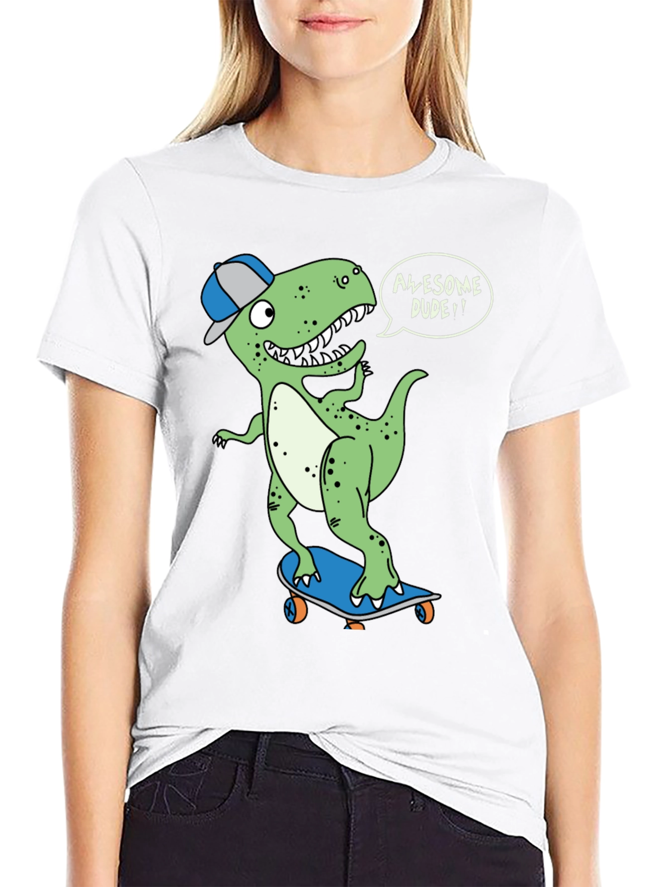 Dino Dude T-Shirt - Awesome Skateboarder Tee