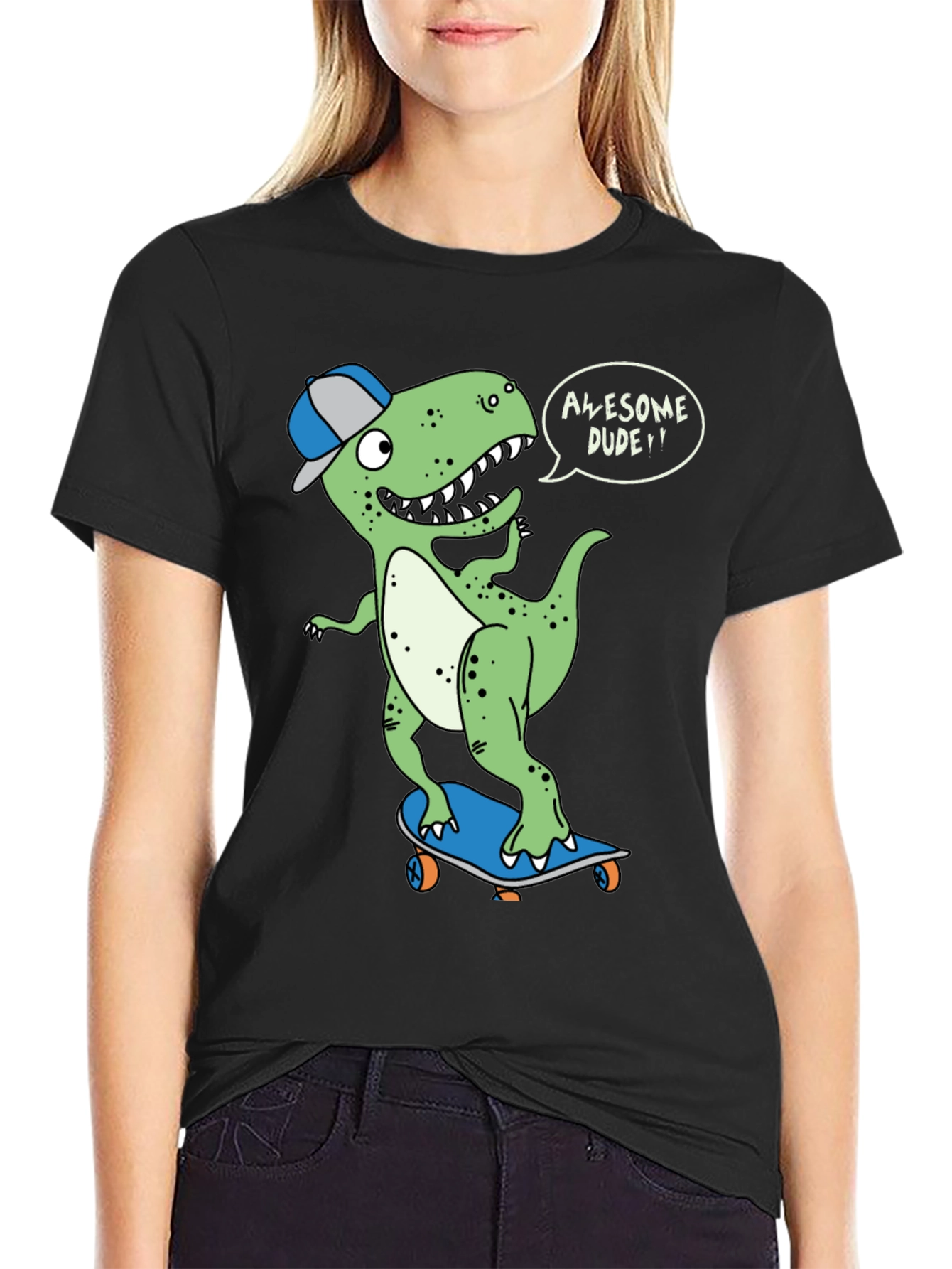 Dino Dude T-Shirt - Awesome Skateboarder Tee