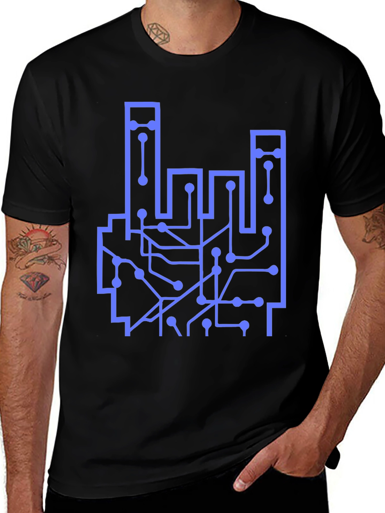 Circuit Board Hand Graphic T-Shirt