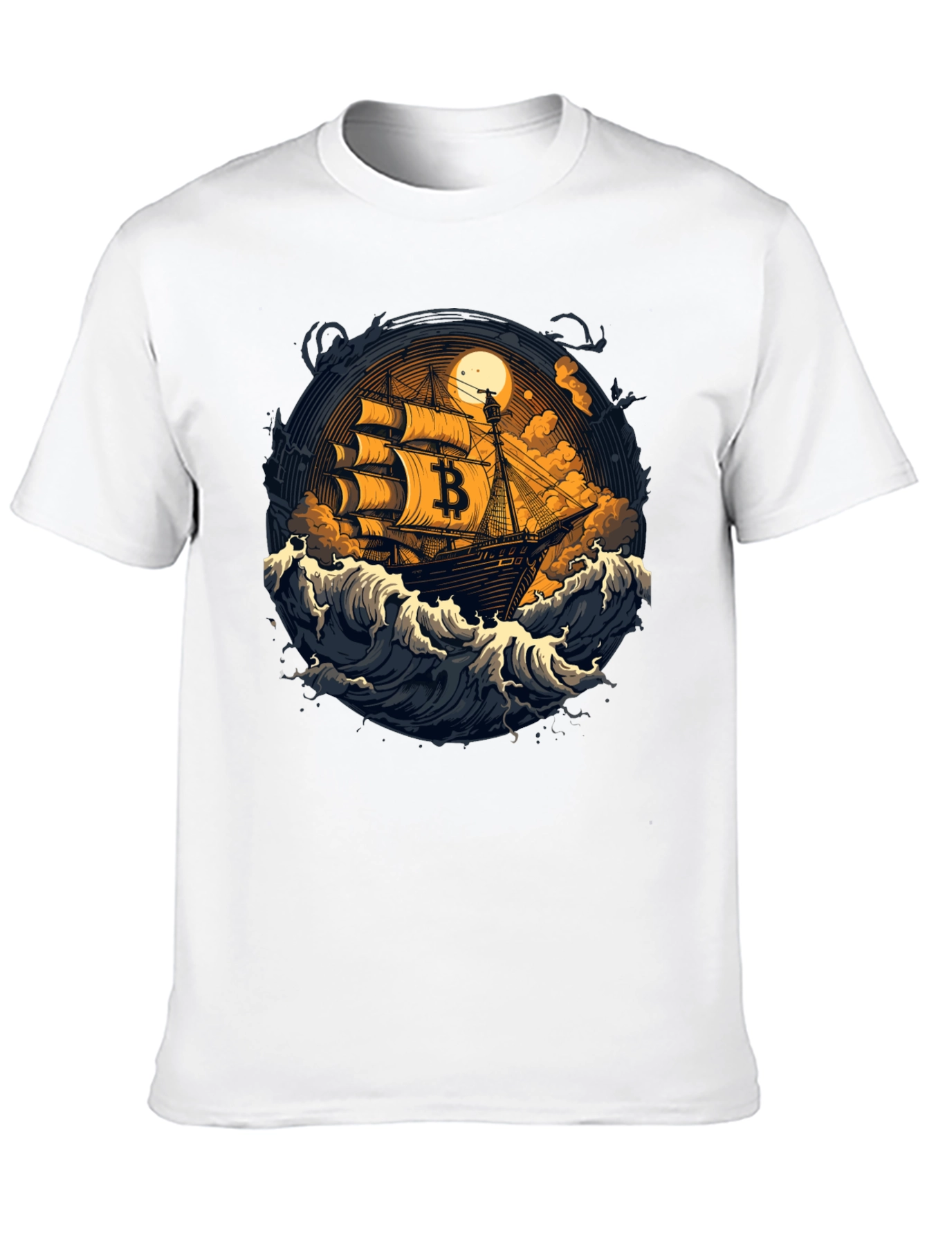 Bitcoin Pirate Ship Graphic Tee - Black
