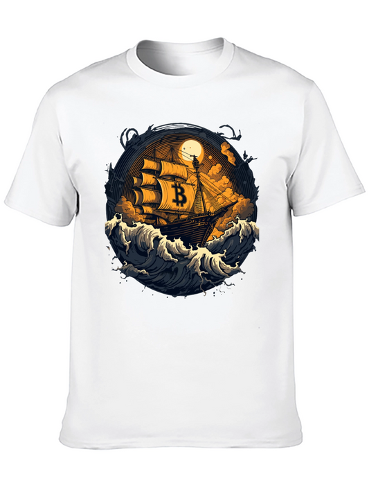 Bitcoin Pirate Ship Graphic Tee - Black