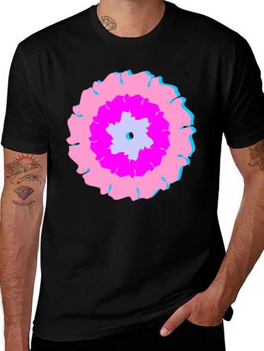 Abstract Floral Graphic Tee - Black Cotton Blend Shirt