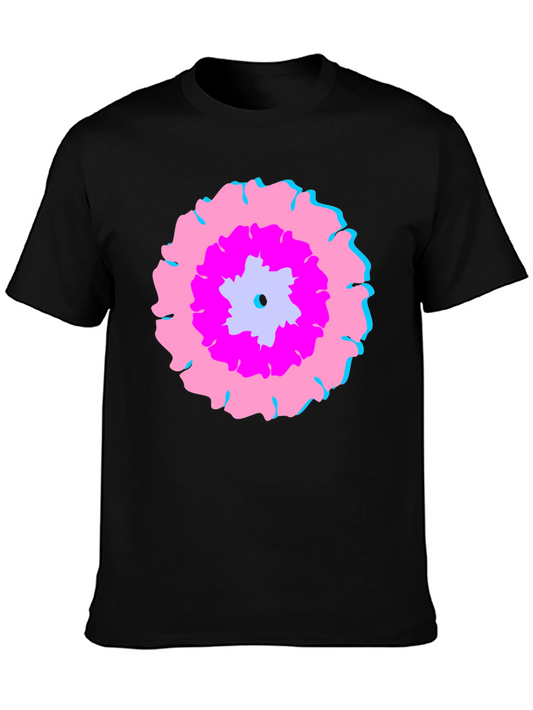 Abstract Floral Graphic Tee - Black Cotton Blend Shirt