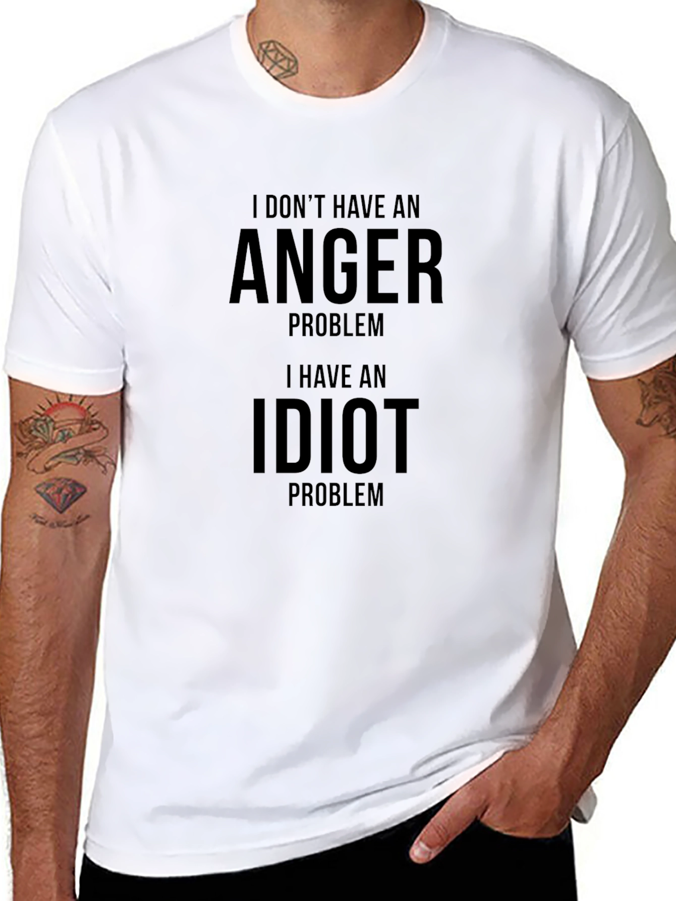 Humorous Idiot Problem Black T-Shirt