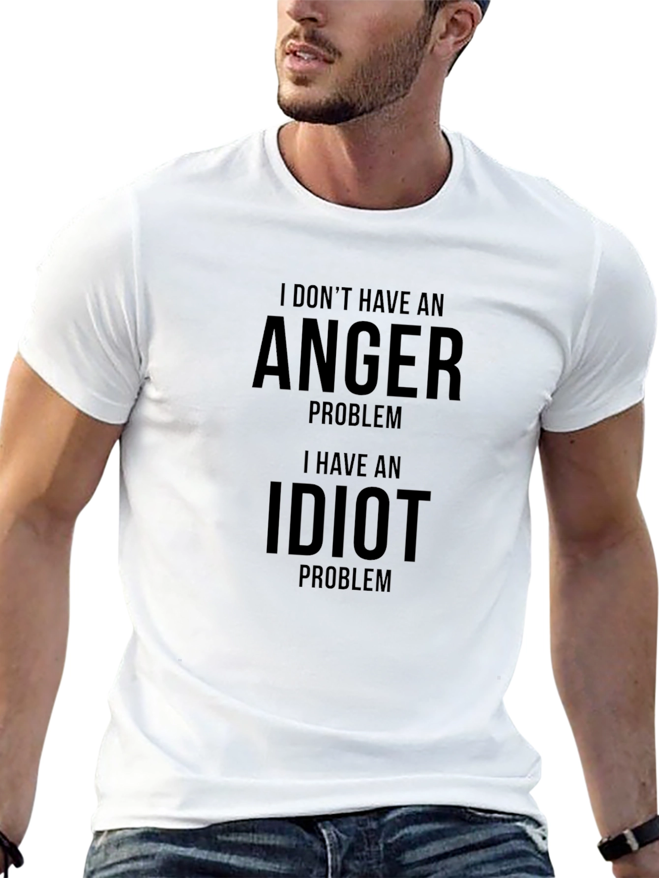 Humorous Idiot Problem Black T-Shirt