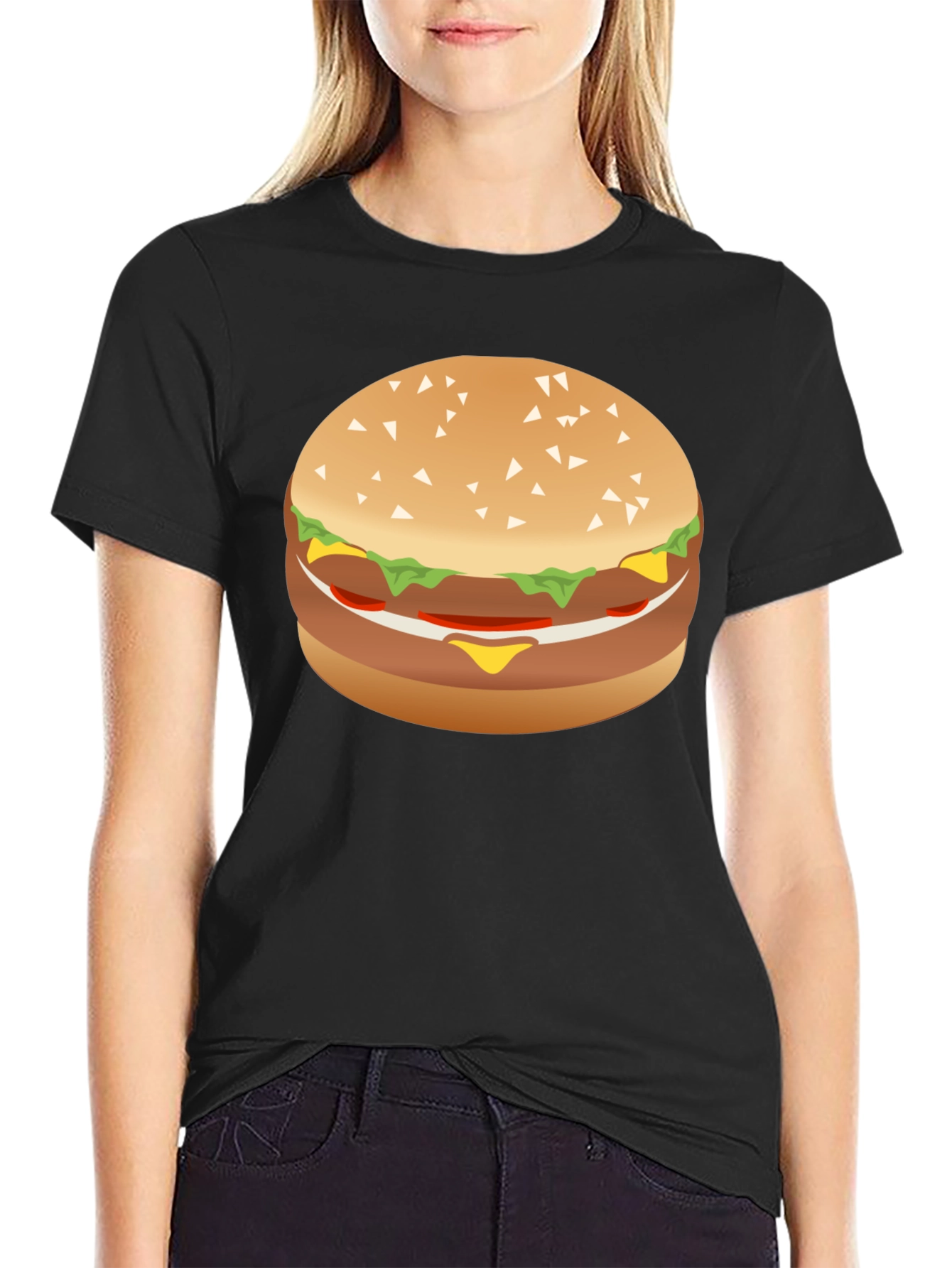 Burger Graphic Black T-Shirt - Foodie Fashion