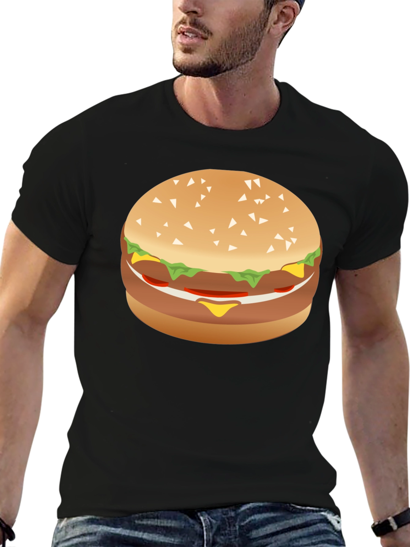 Burger Graphic Black T-Shirt - Foodie Fashion