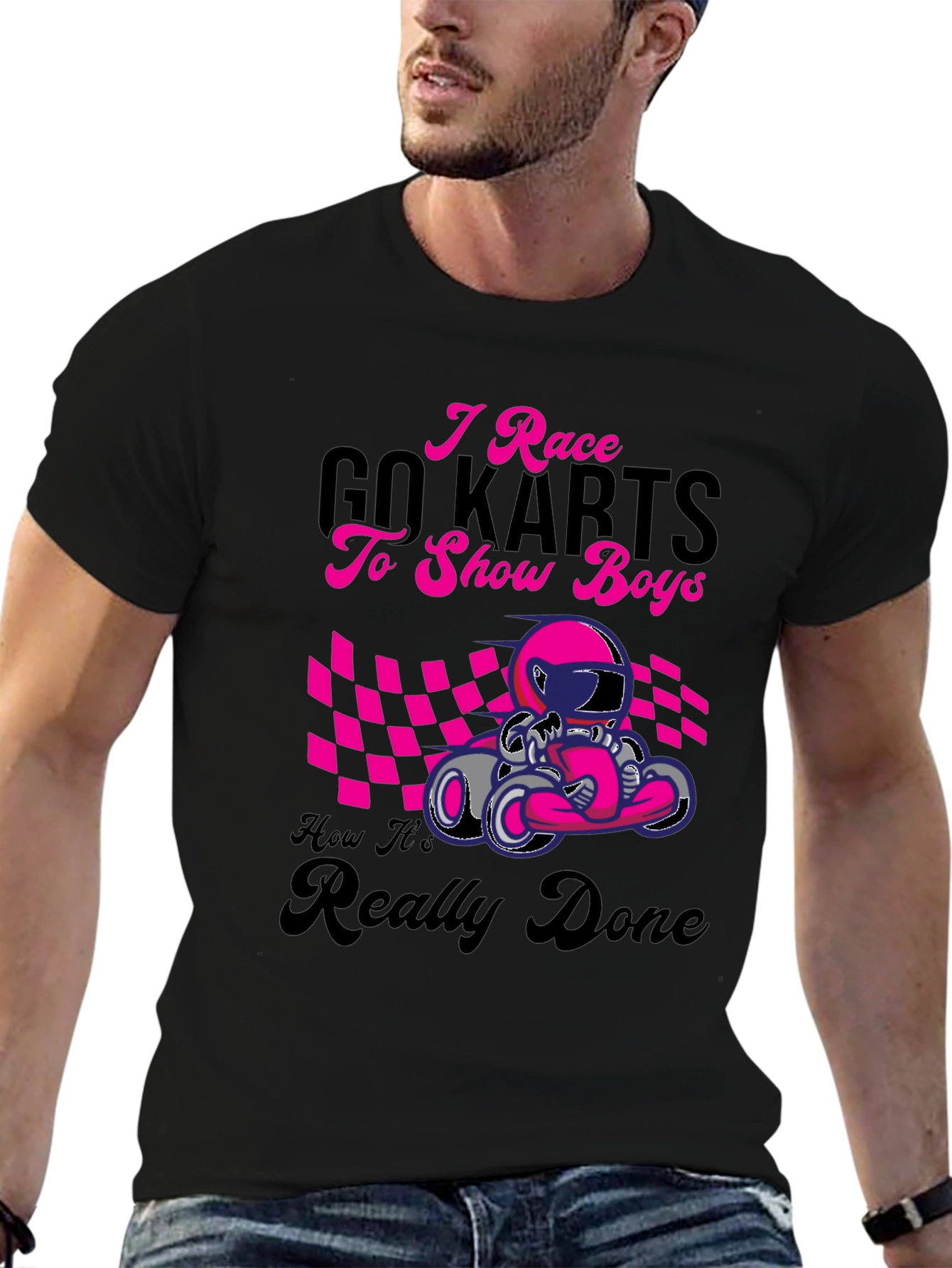 I Race Go Karts Graphic Tee - Black Cotton