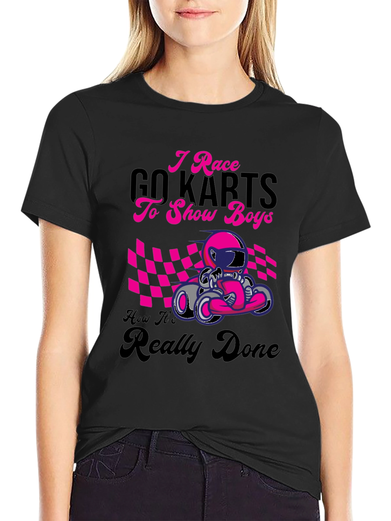 I Race Go Karts Graphic Tee - Black Cotton