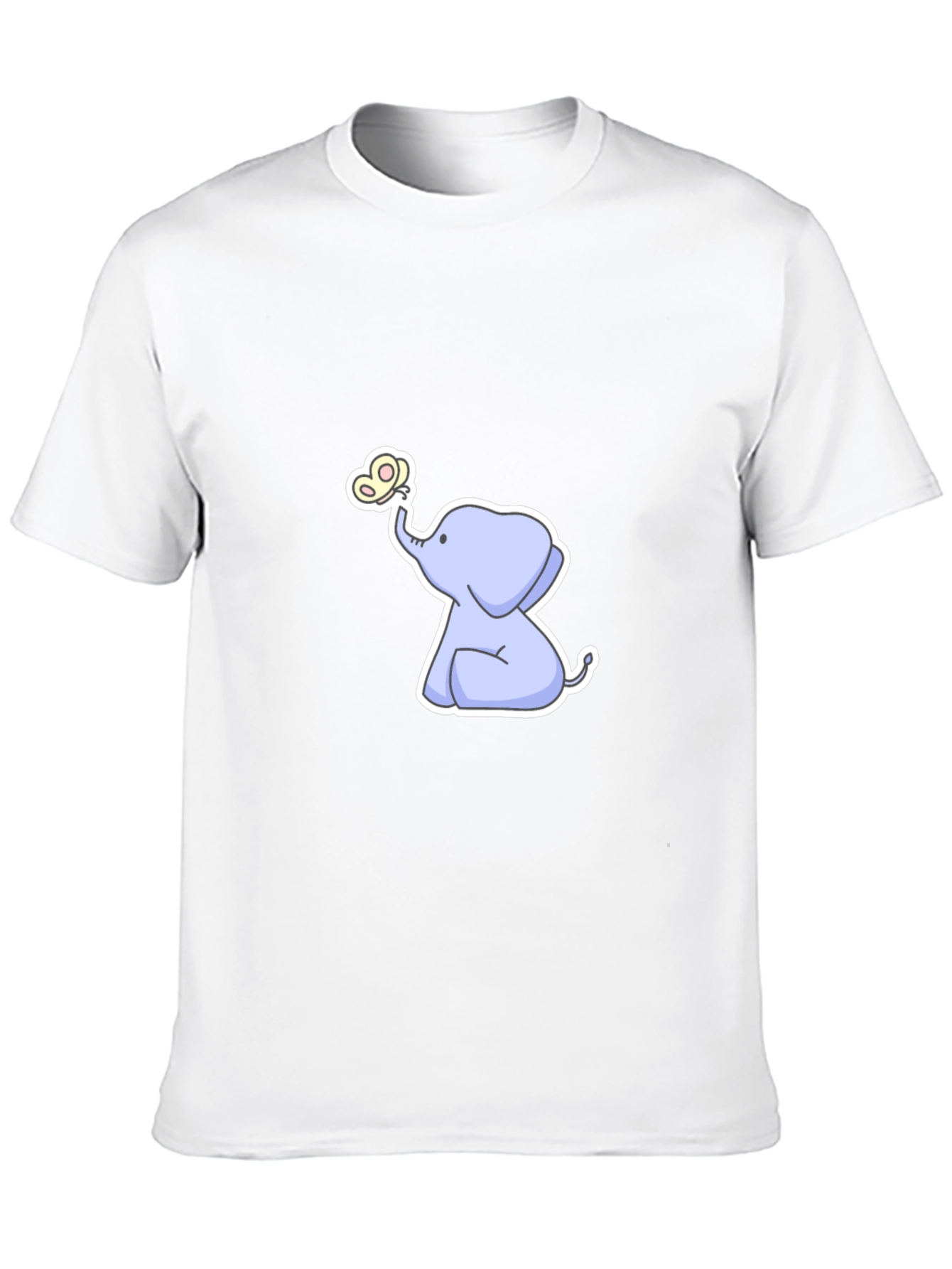 Cute Elephant & Butterfly Graphic Black T-Shirt