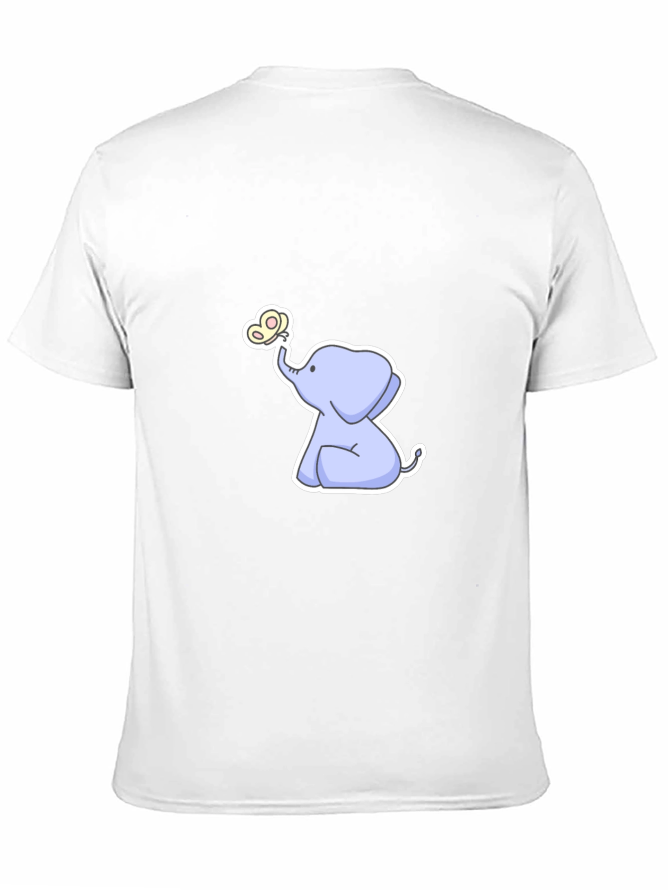 Cute Elephant & Butterfly Graphic Black T-Shirt