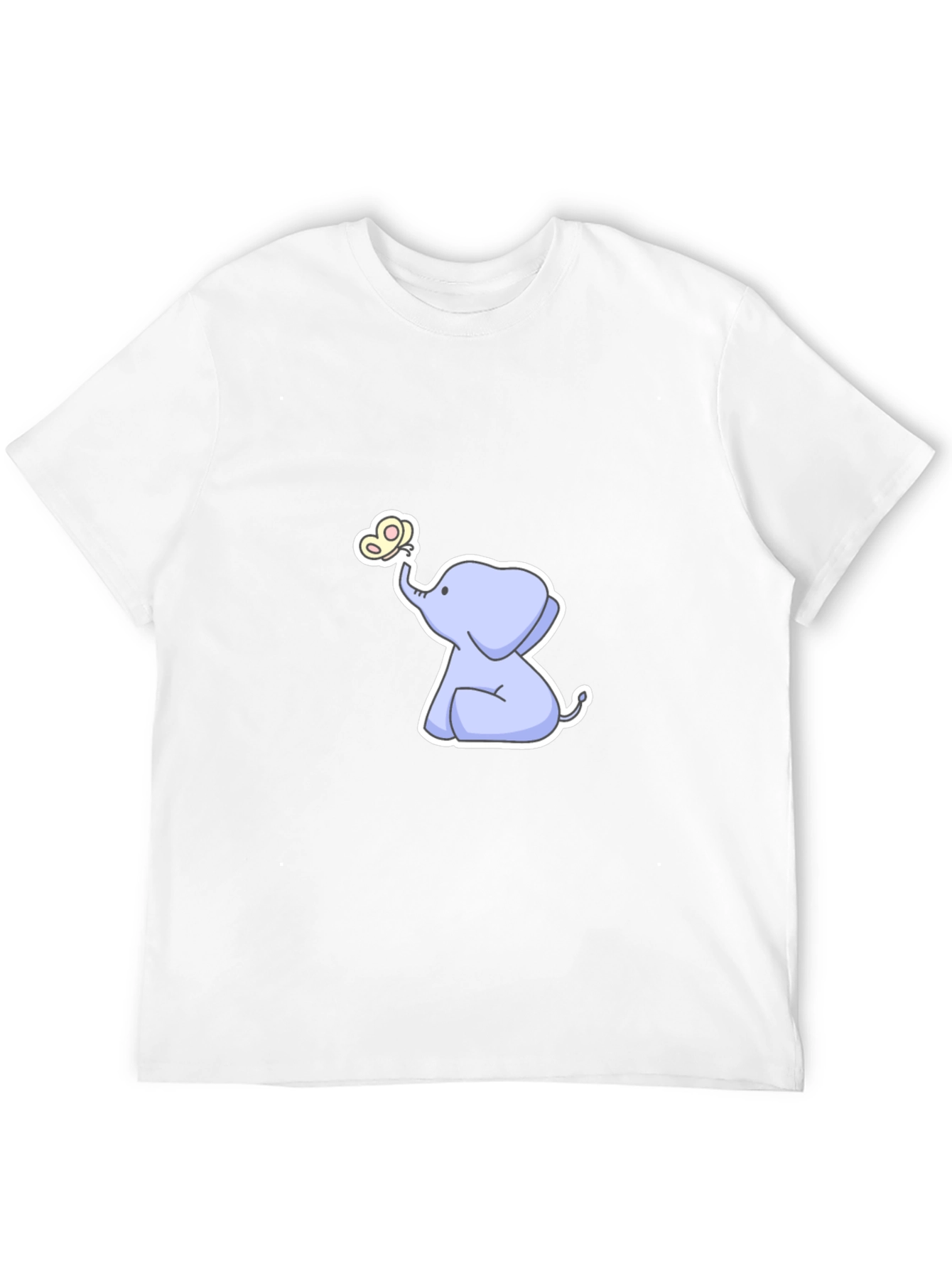 Cute Elephant & Butterfly Graphic Black T-Shirt