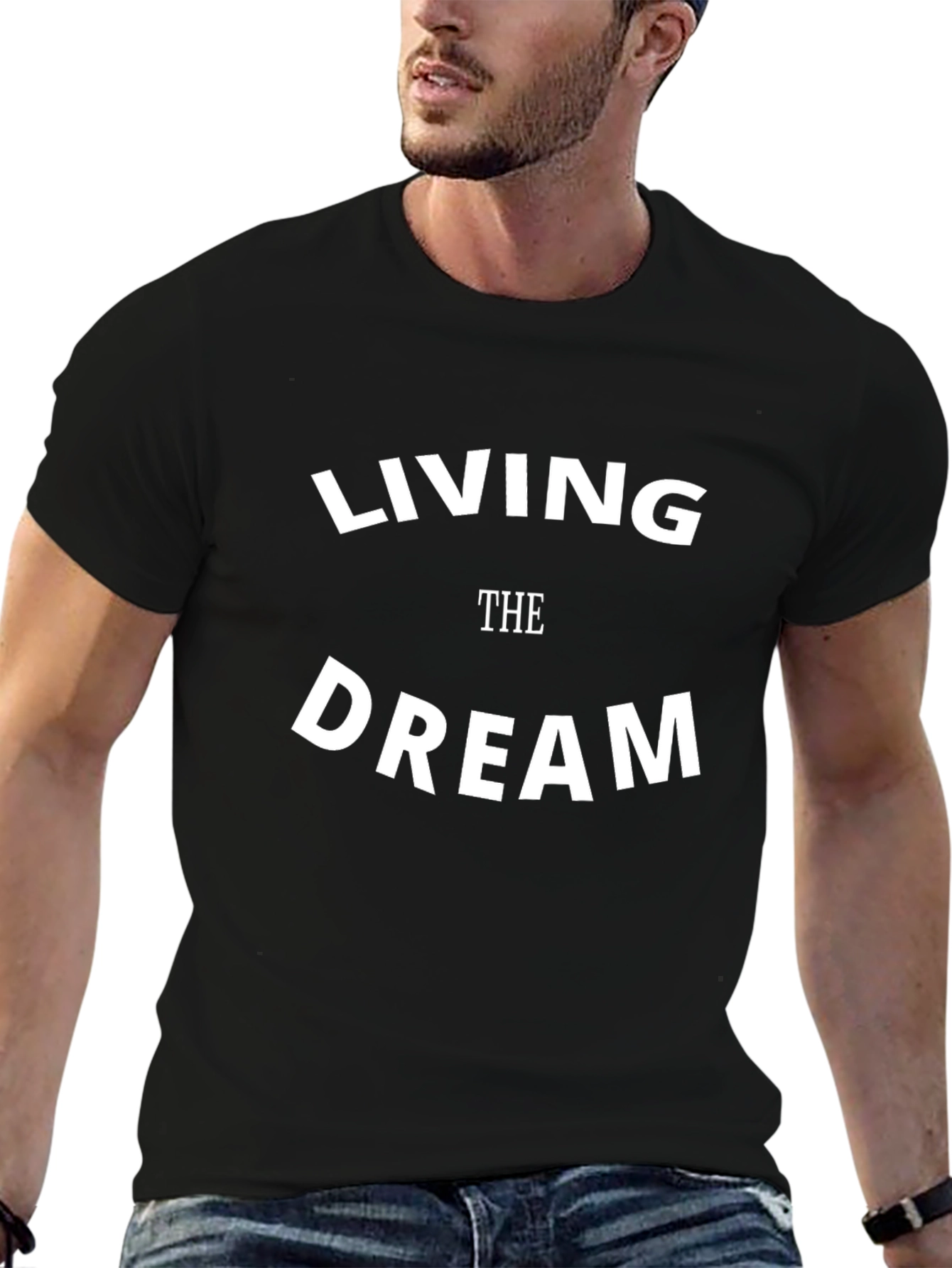 Living The Dream Graphic Tee - Stylish Black T-Shirt