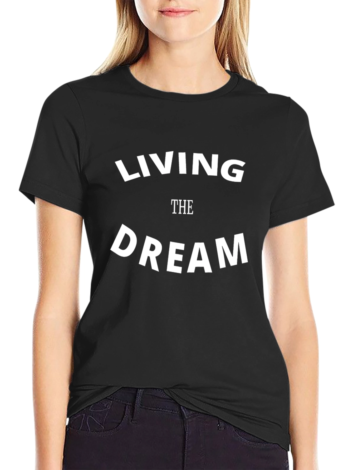 Living The Dream Graphic Tee - Stylish Black T-Shirt