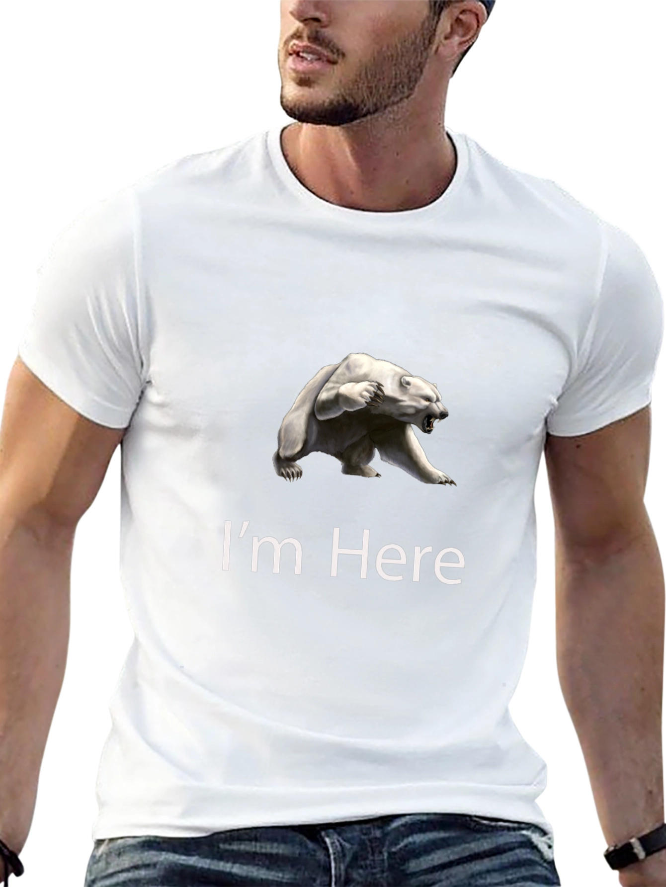 Polar Bear Graphic Tee - Im Here Statement Shirt