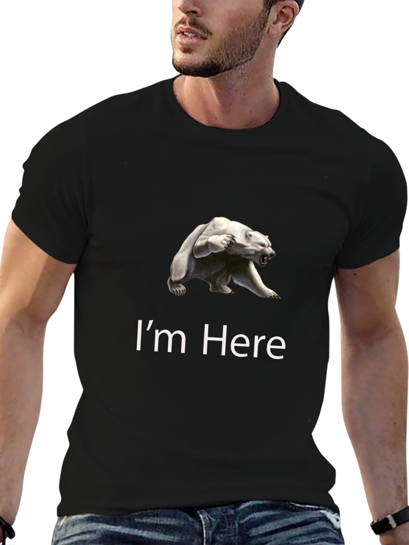 Polar Bear Graphic Tee - Im Here Statement Shirt