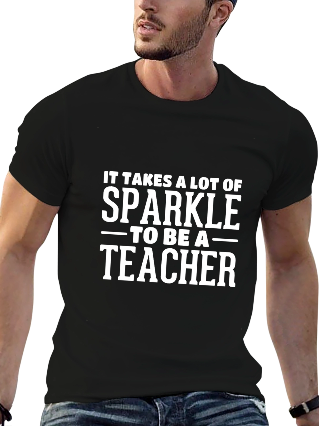 Sparkle Teacher T-Shirt - Black Cotton Tee
