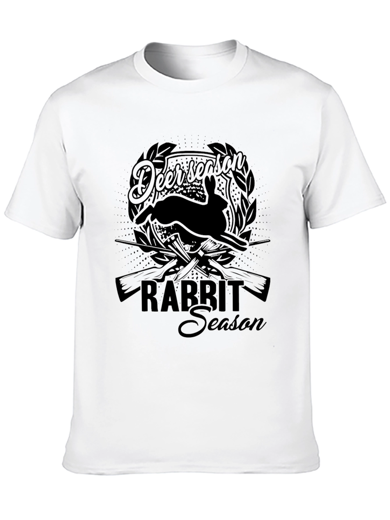 Deer Rabbit Season Black Graphic T-Shirt