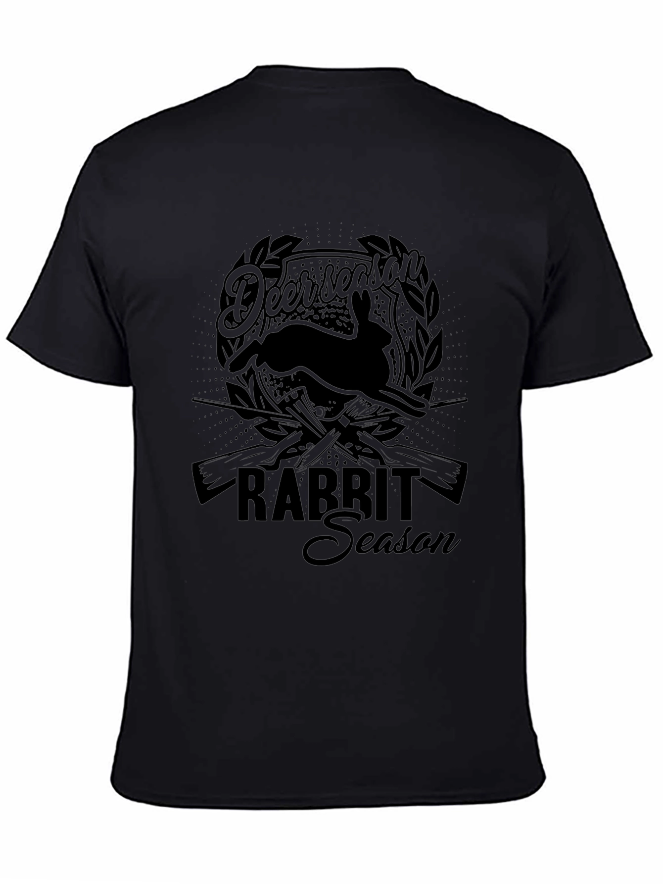 Deer Rabbit Season Black Graphic T-Shirt