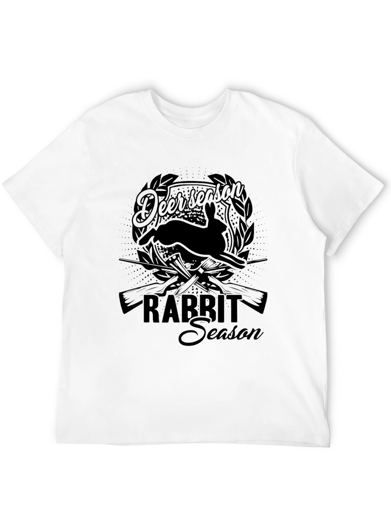 Deer Rabbit Season Black Graphic T-Shirt