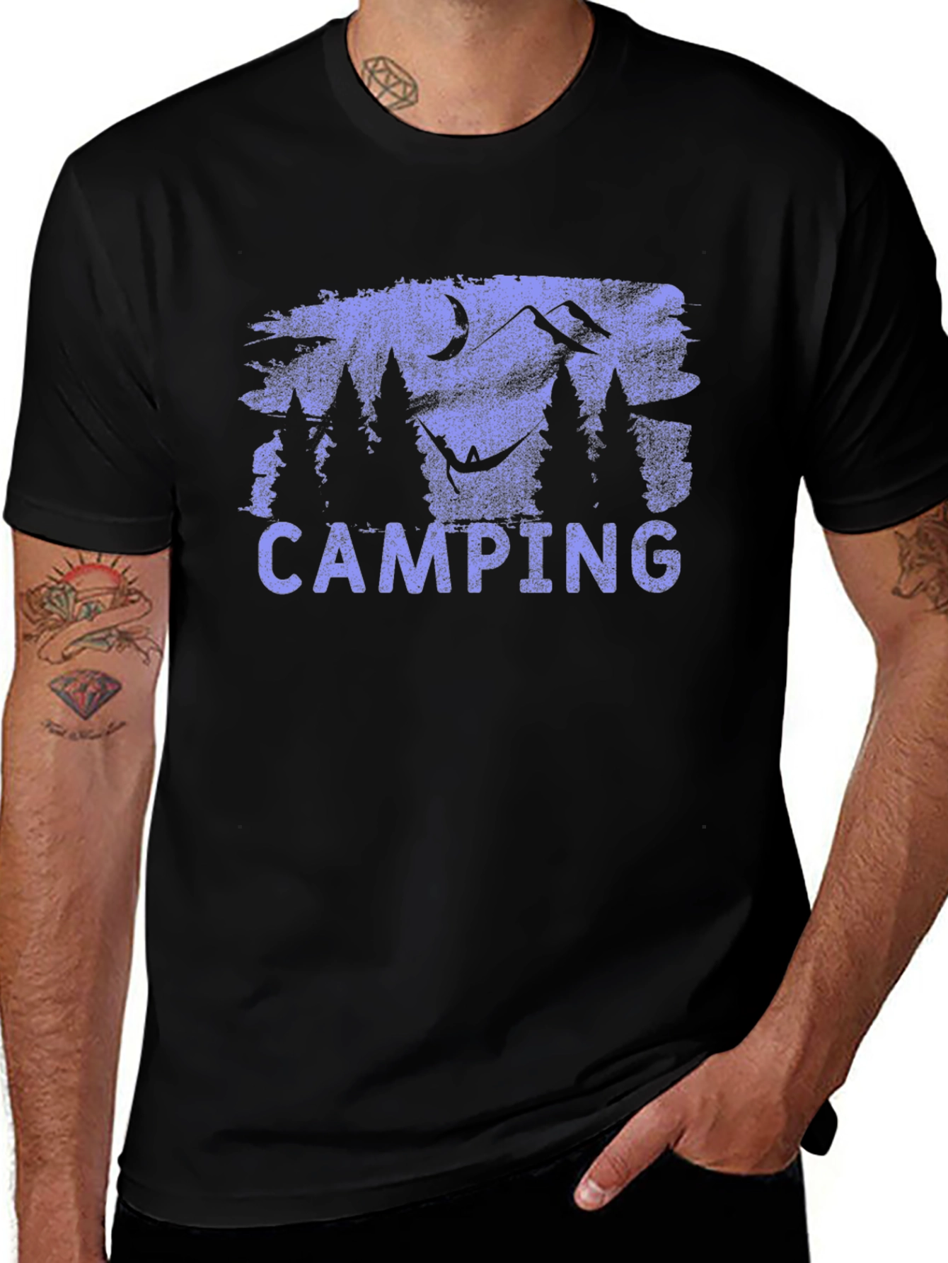 Camping Scene T-Shirt - Mountain and Forest Design
