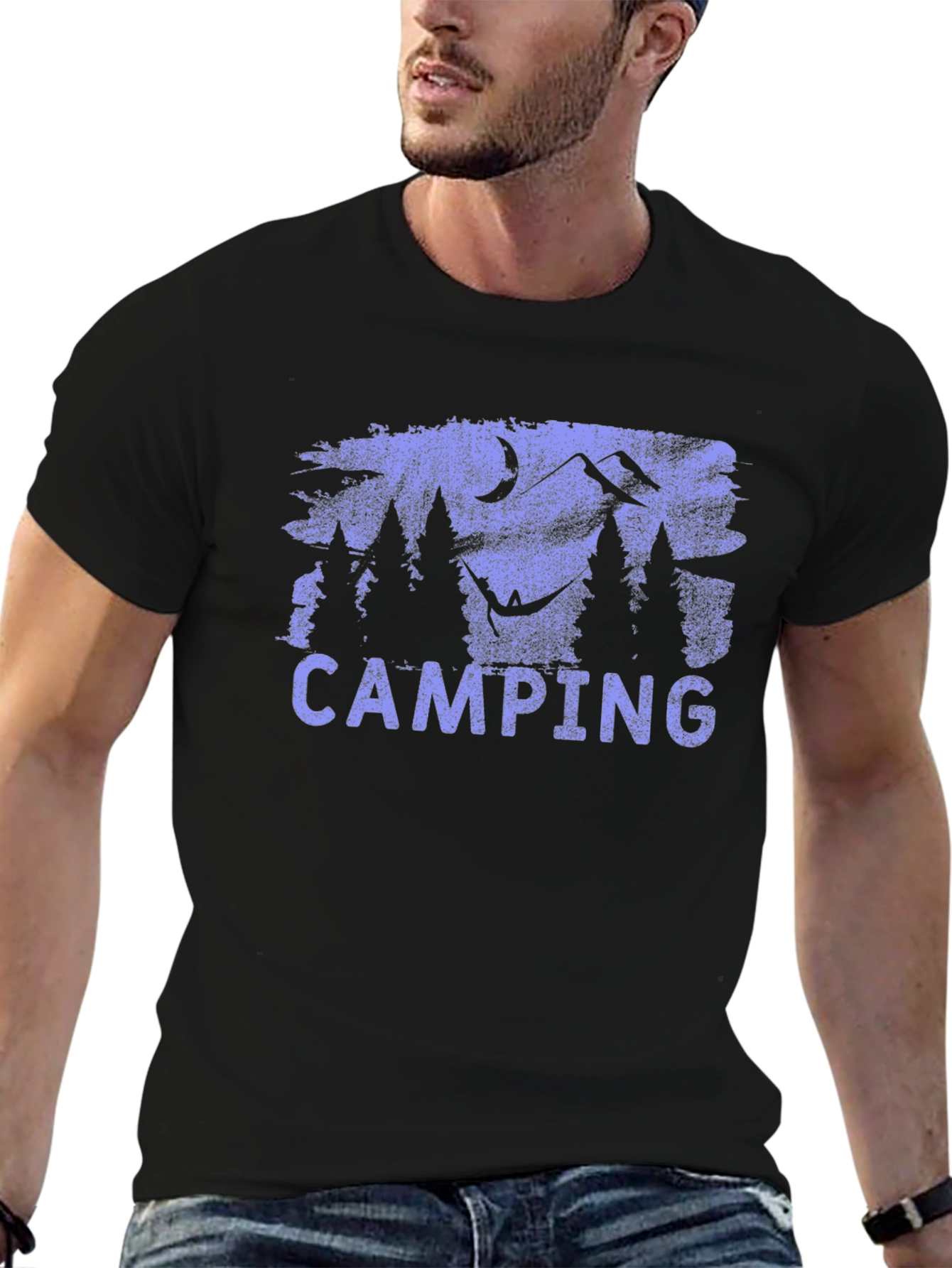 Camping Scene T-Shirt - Mountain and Forest Design