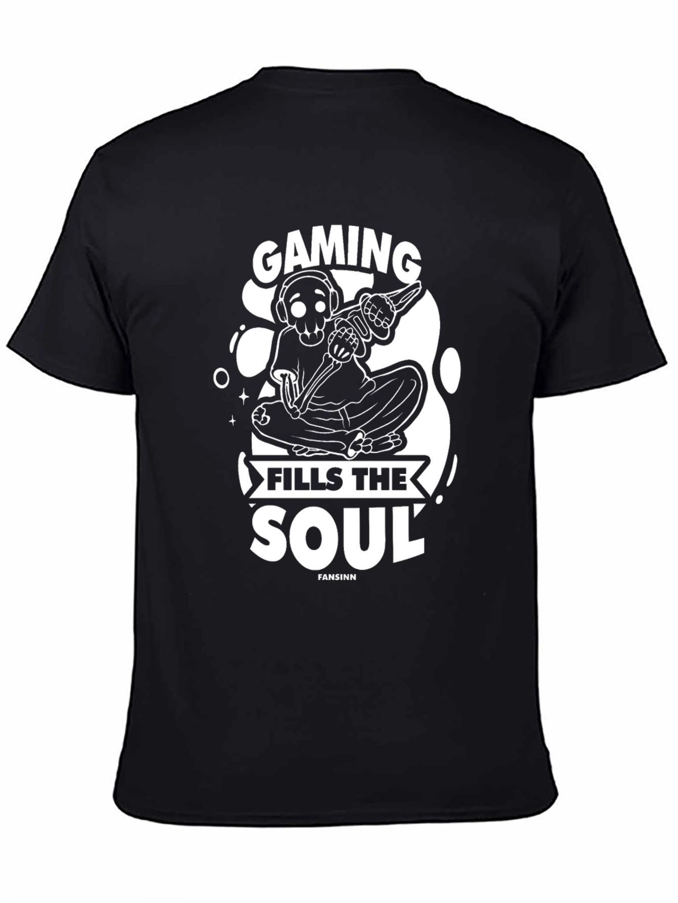 Gaming Fills The Soul Skeleton Black T-Shirt