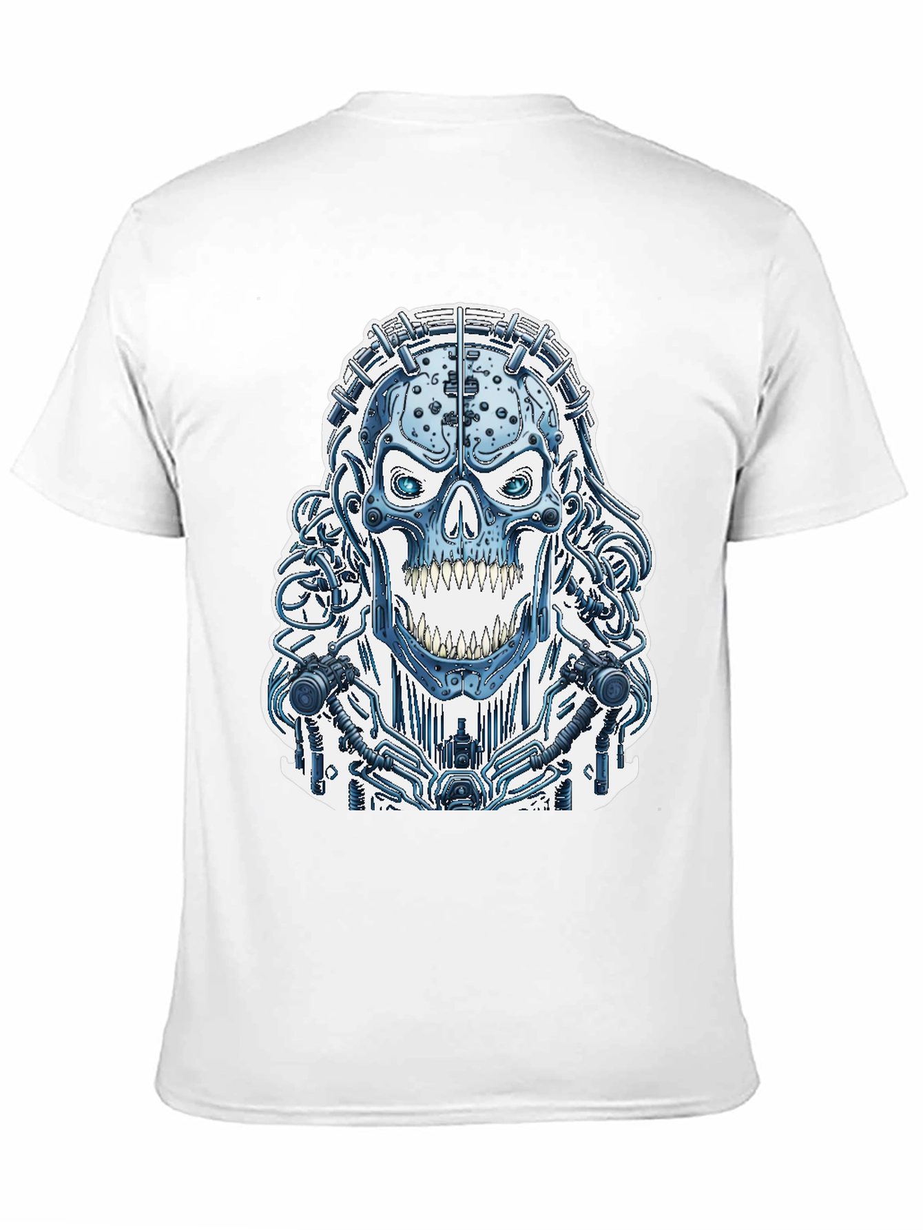Cyberpunk Skull Graphic Tee - Black Cotton T-Shirt