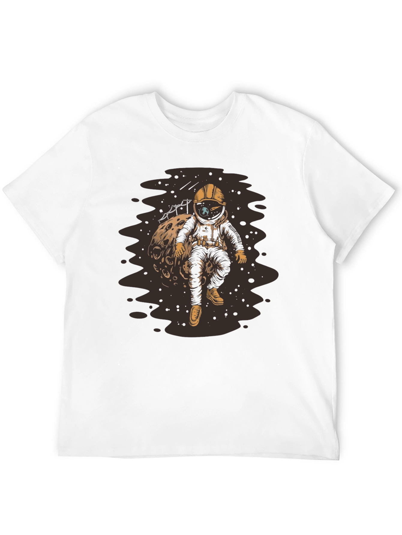 Astronaut on Moon Black T-Shirt