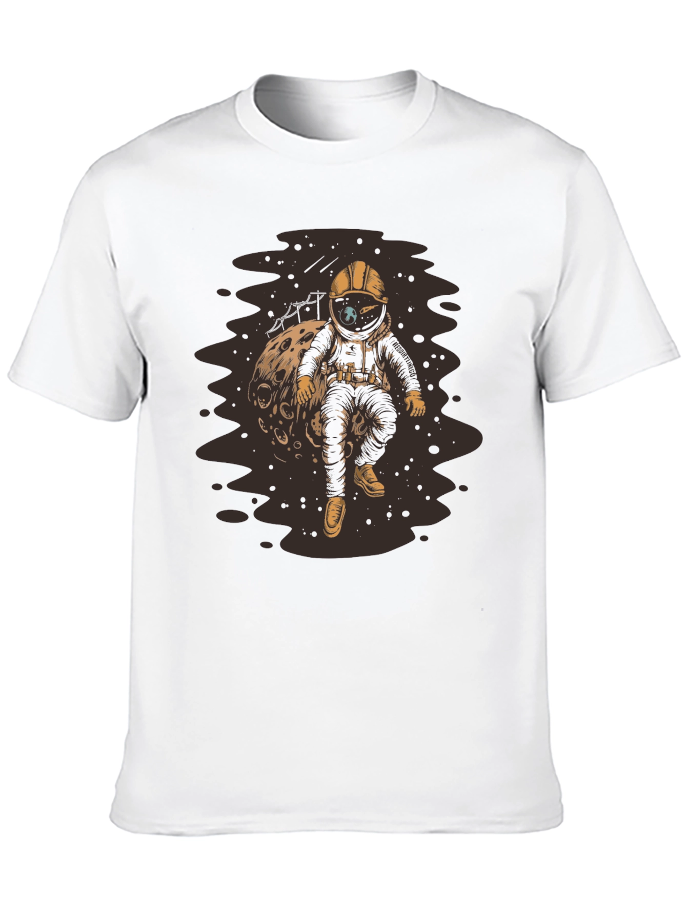 Astronaut on Moon Black T-Shirt